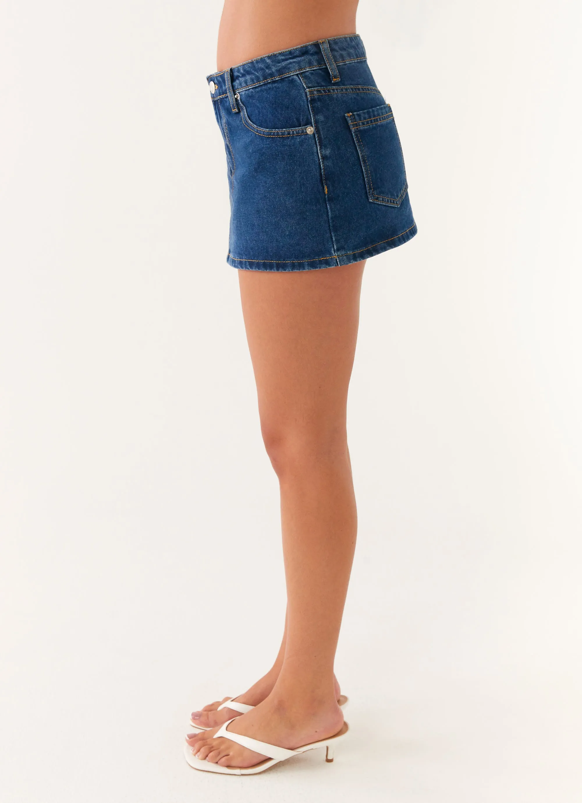 Athleisure Inspired Cultural Heritage Maysa Low Rise Mini Skirt - Dark Blue