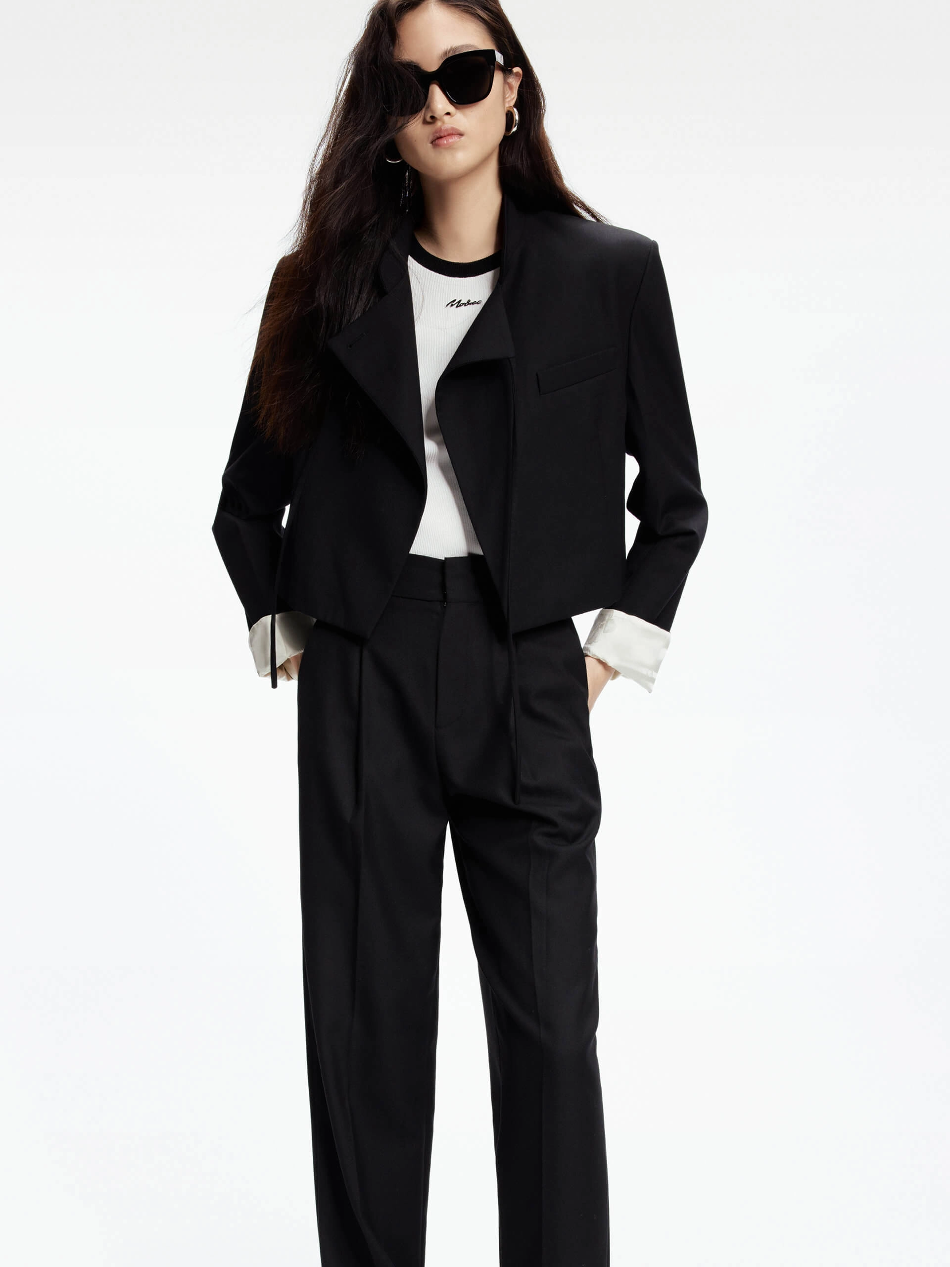 Tie Detail Cropped Jacket