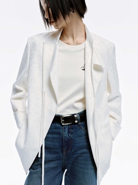 Tie Detail Jacquard Blazer Tie Detail Jacquard Blazer