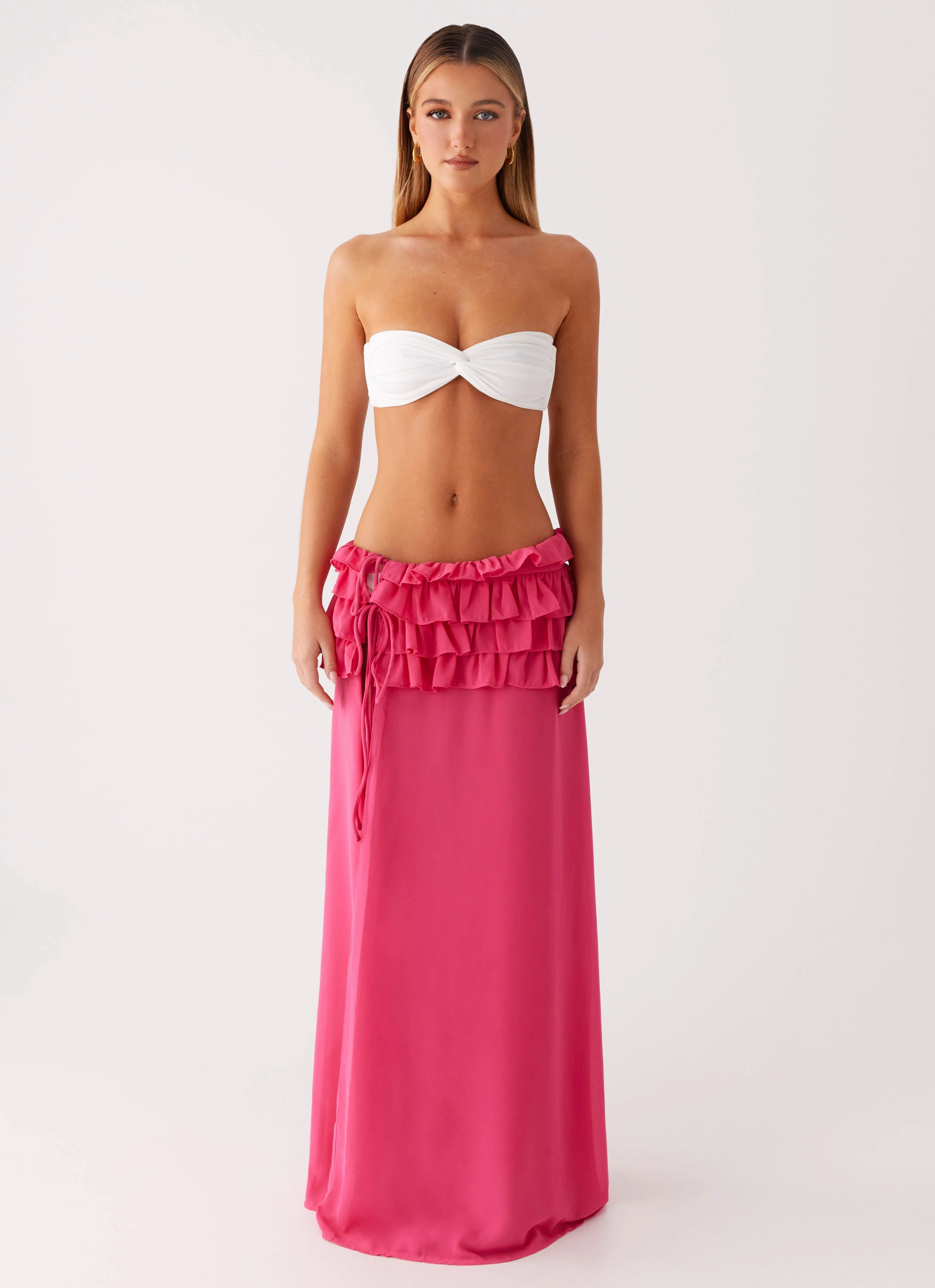 Lace trim Shirin Sarong - Hot Pink