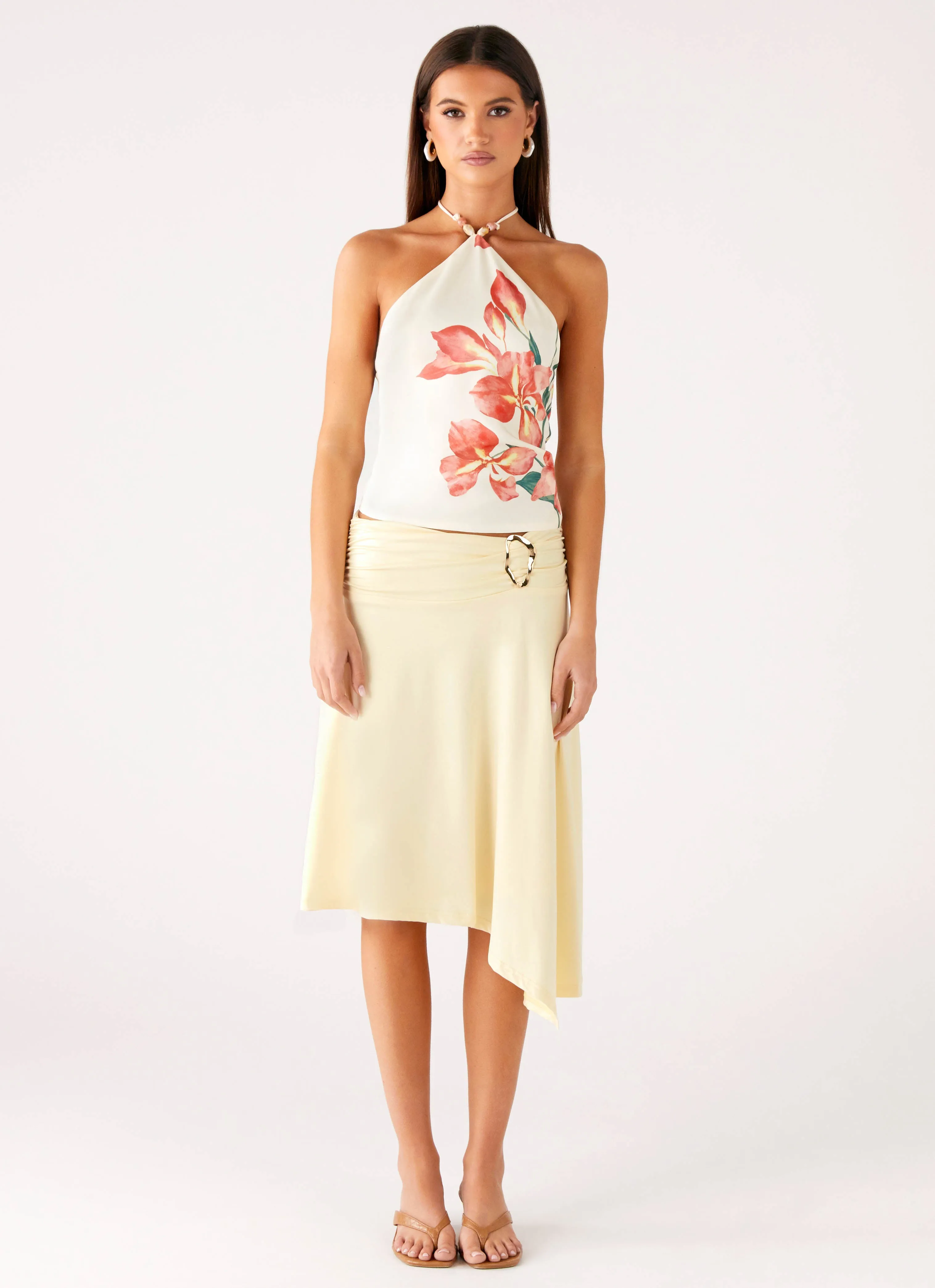 Brisa Midi Skirt - Butter High Shine