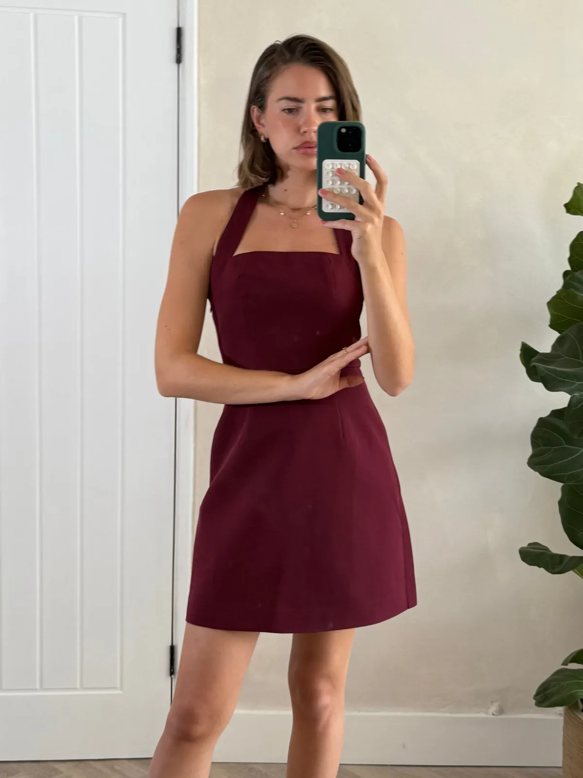 Tilly Halter Mini Dress / Burgundy Romantic Vibes Matte-Lining