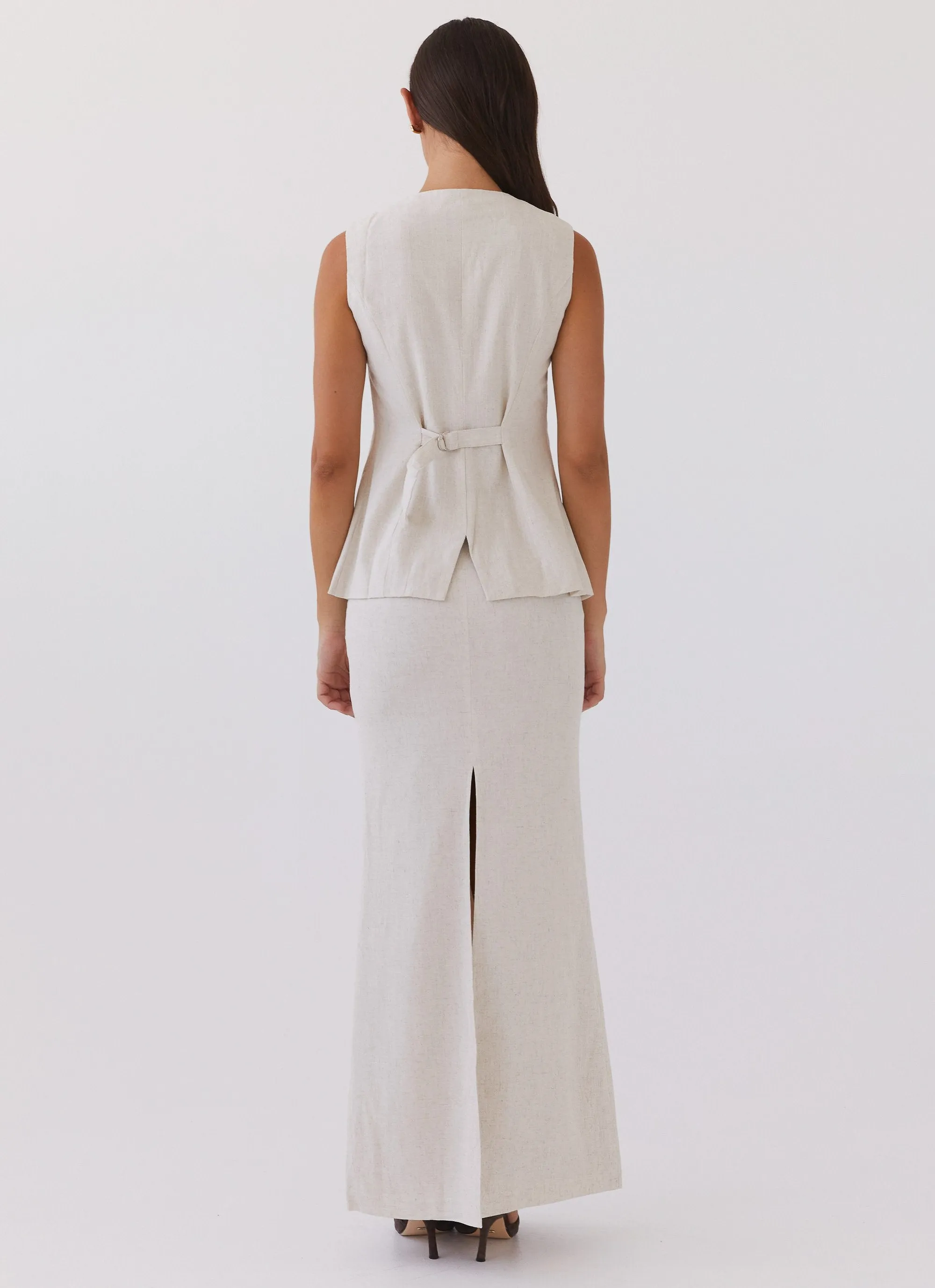 Born For Bordeaux Linen Midi Skirt - Oatmeal Daily Wear