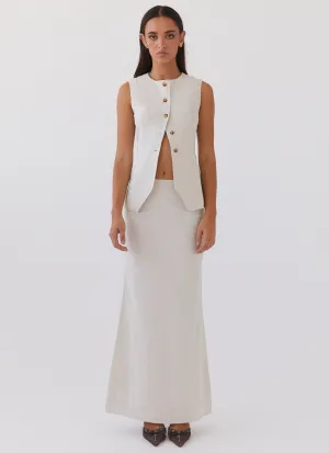 Timeless Cut Born For Bordeaux Linen Midi Skirt - Oatmeal Soft Touch Born For Bordeaux Linen Midi Skirt - Oatmeal