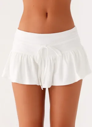 Timeless Cut Landon Mini Skort - White Landon Mini Skort - White Stretch Waist Crossback Strap