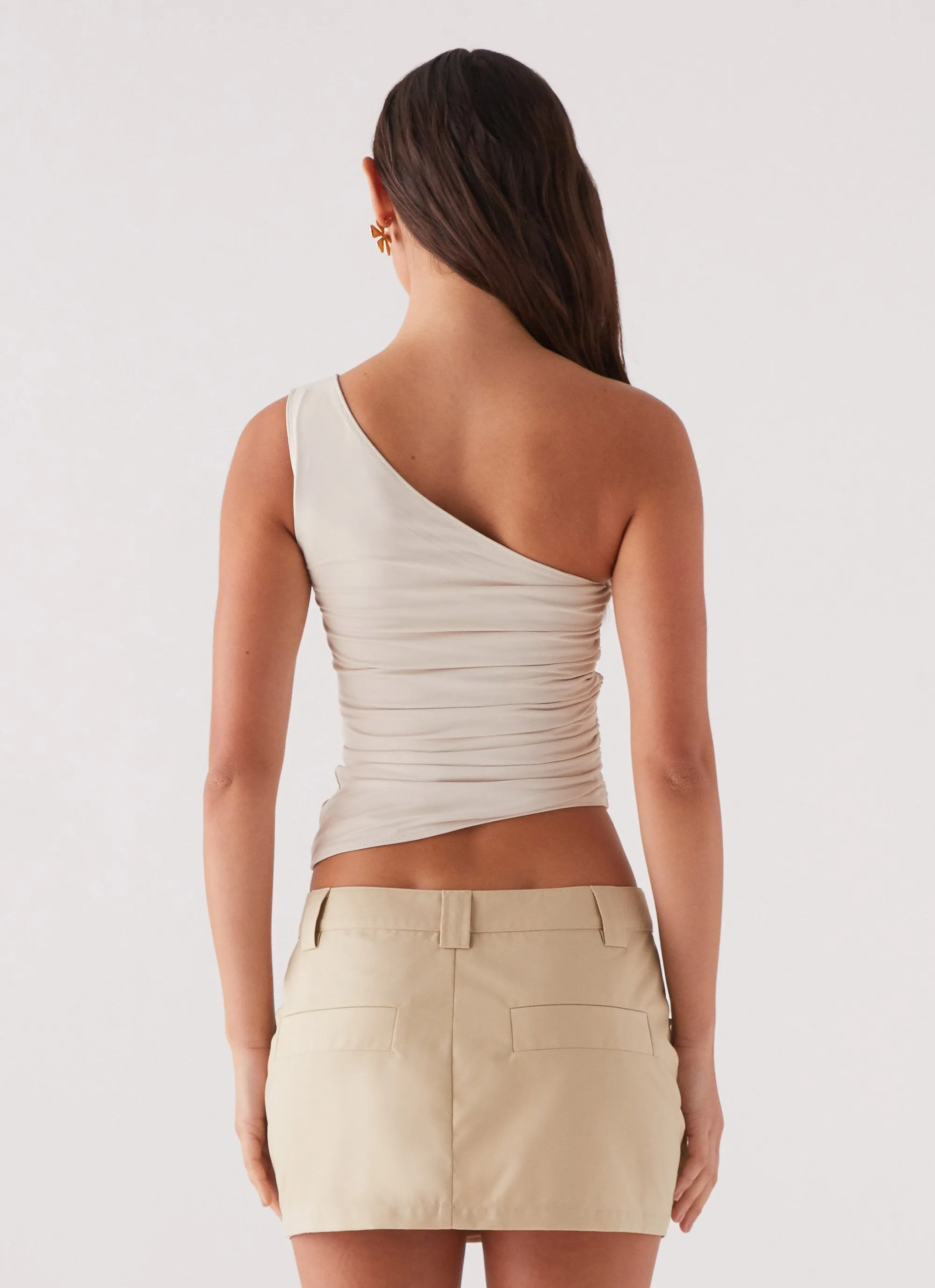 Breezy Flow Heart To Heart Cargo Mini Skirt - Beige