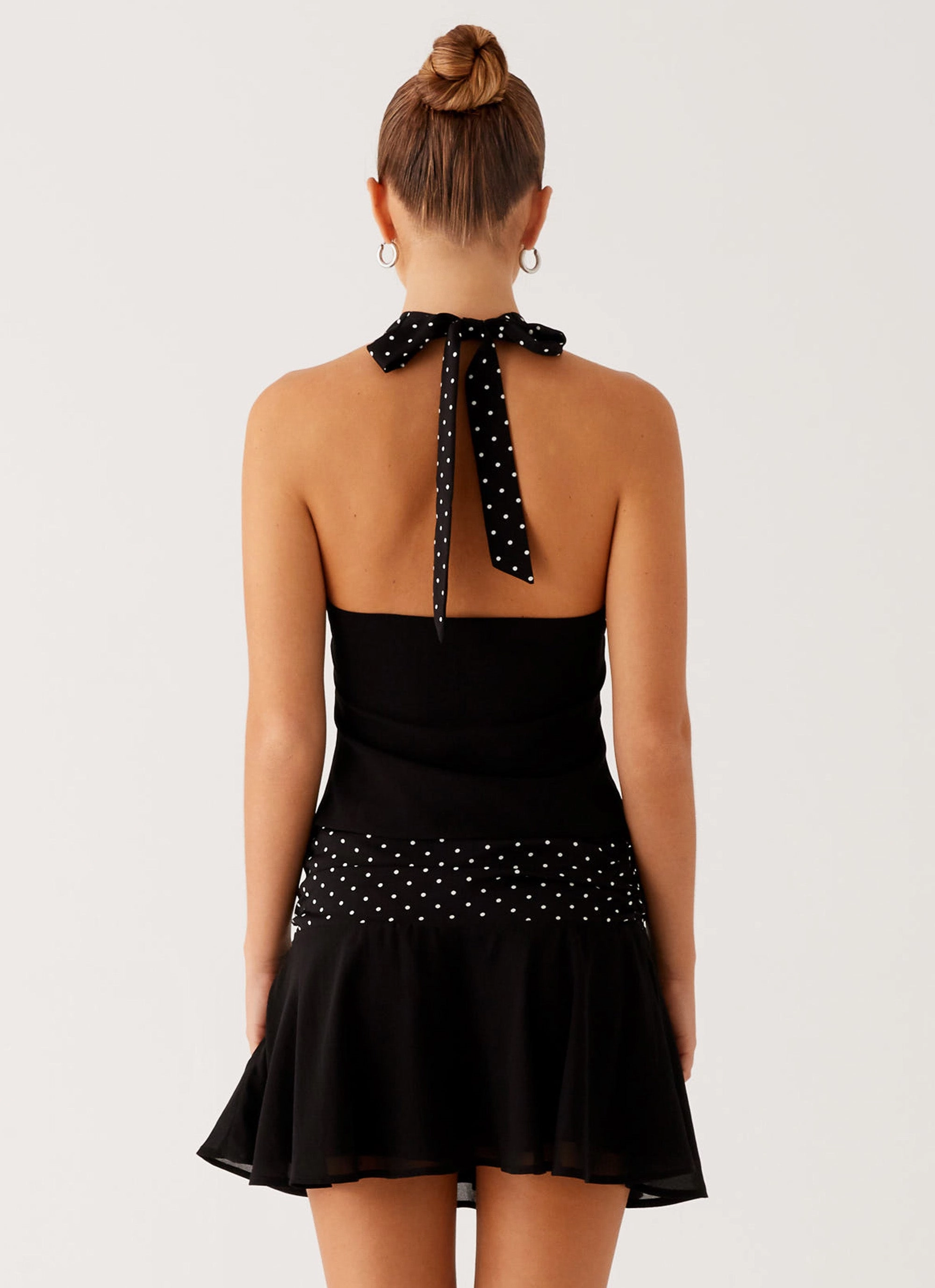 Colby Mini Skirt - Black Polka Dot High Waist Stretch