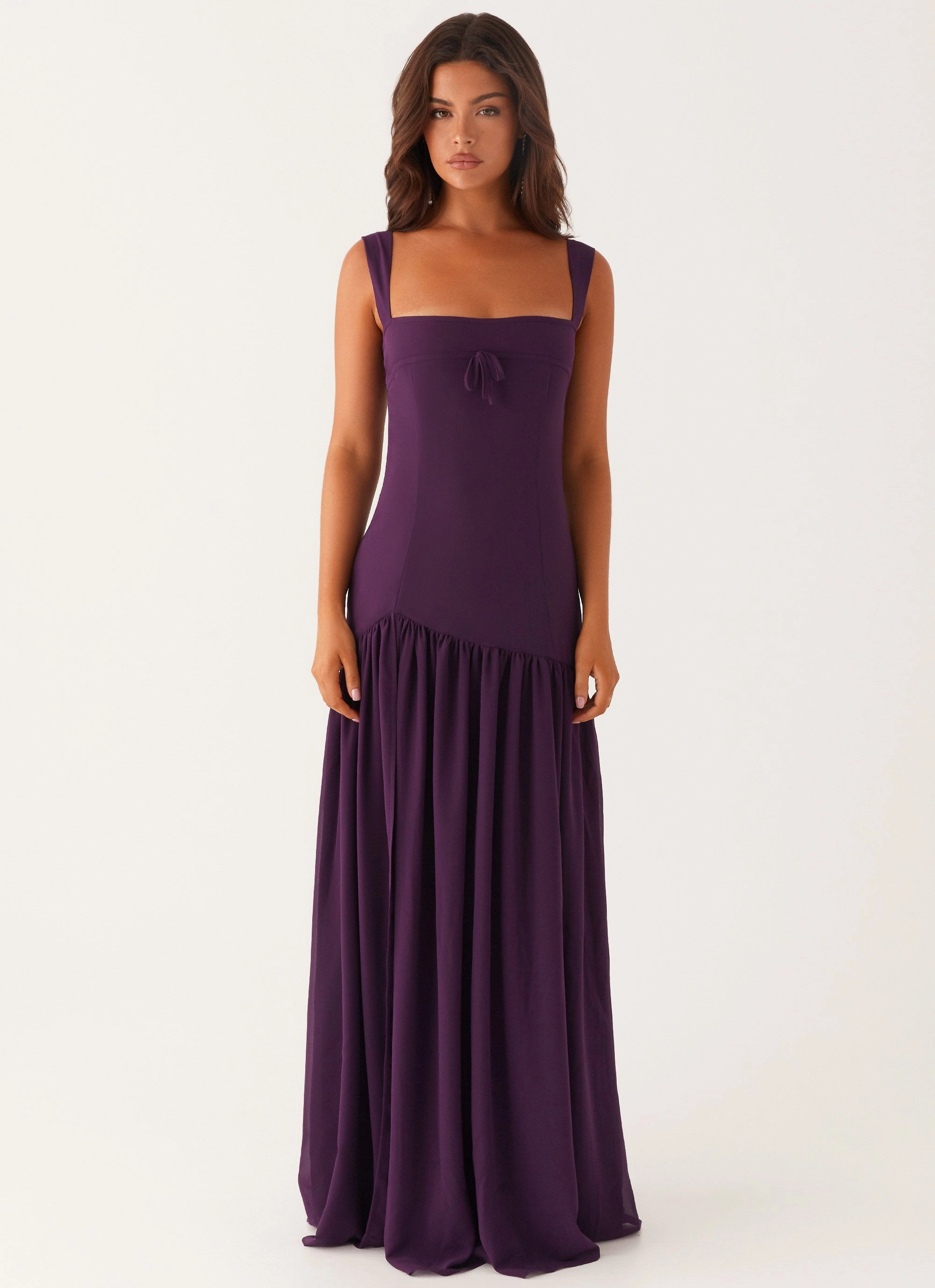 Alberta Maxi Dress - Mulberry Petite-Size Tonal-Stitching