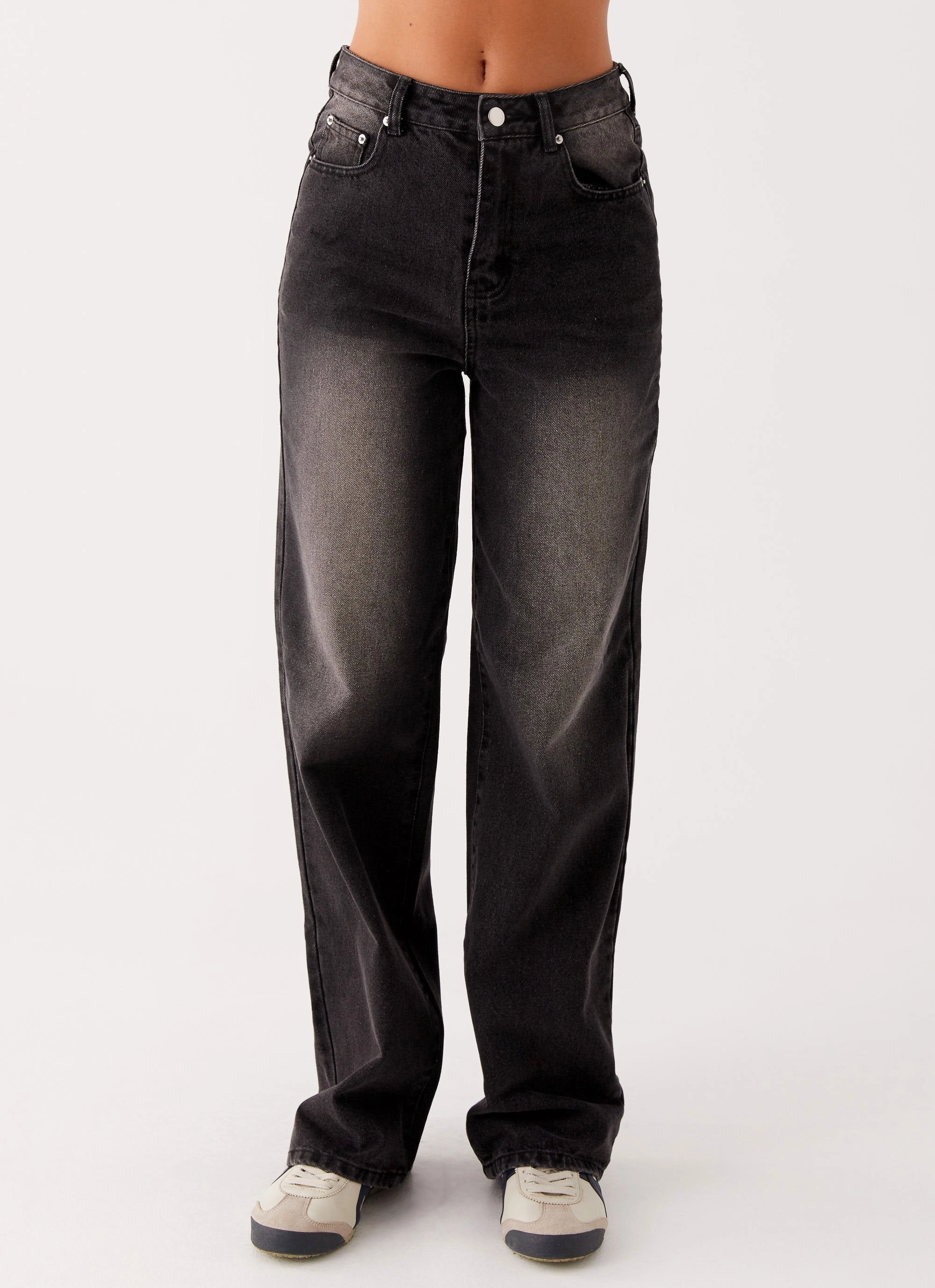 Back Again Straight Leg Denim Jeans - Charcoal Wash Foundation Piece