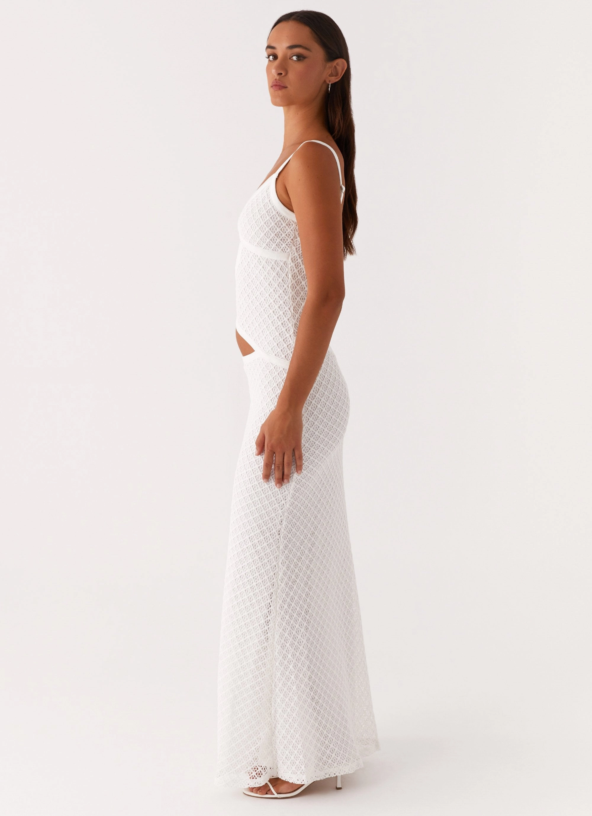 Silk Shine Urban Edge Jocelyn Maxi Dress - White Crochet