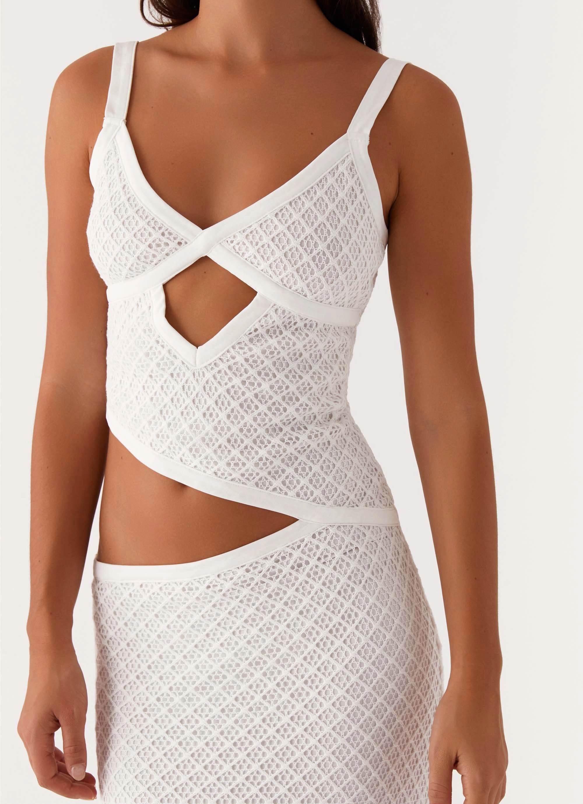 Jocelyn Maxi Dress - White Crochet Light Weave