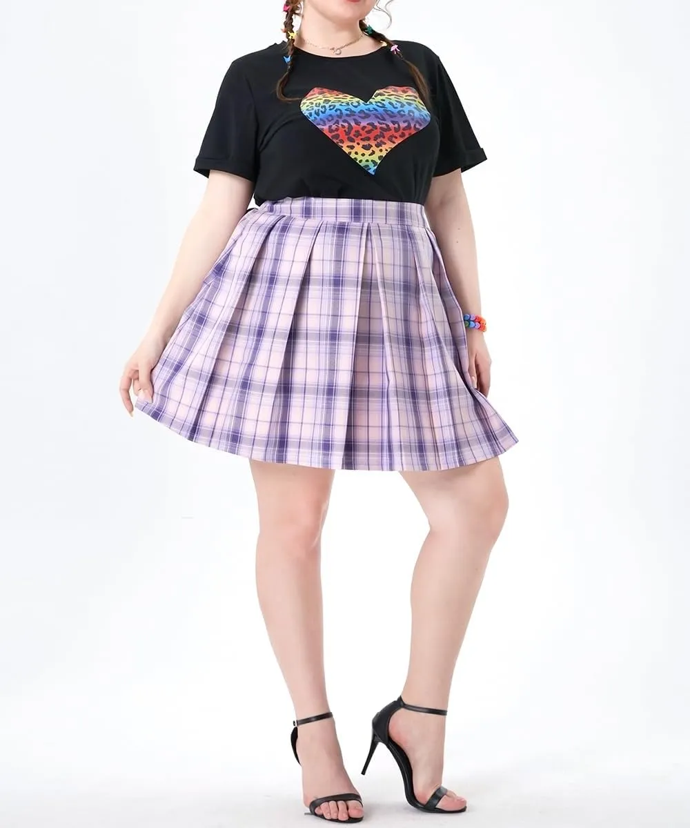 TIYOMI Women Plus Size Skirts Stretchy Buttons Hidden Zipper Versatile Mini Skirt Swing A Line Skater Skirt XL-5XL