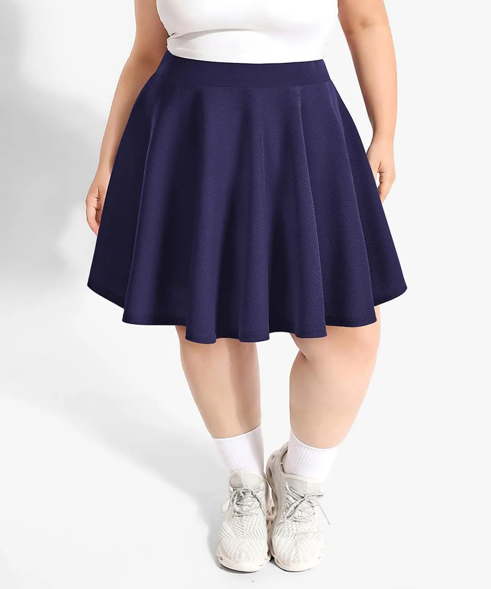TIYOMI Women Plus Size Skirts Stretchy Buttons Hidden Zipper Versatile Mini Skirt Swing A Line Skater Skirt XL-5XL