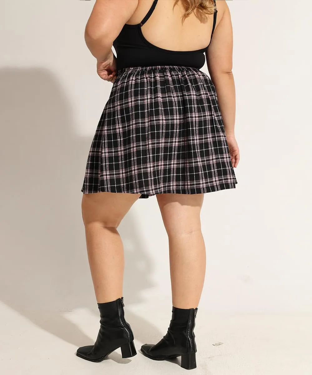 TIYOMI Women Plus Size Skirts Stretchy Buttons Hidden Zipper Versatile Mini Skirt Swing A Line Skater Skirt XL-5XL