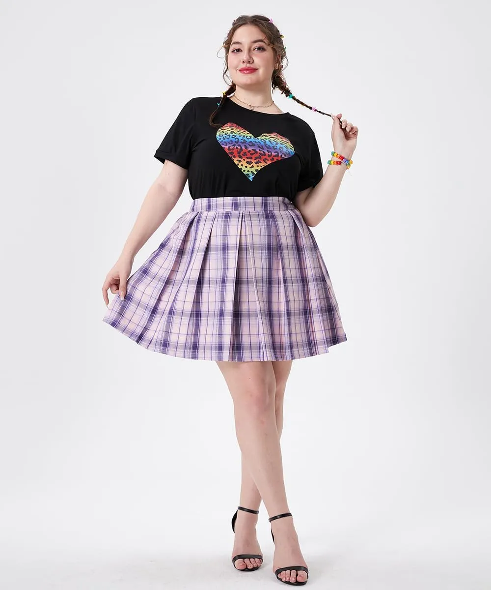 TIYOMI Women Plus Size Skirts Stretchy Buttons Hidden Zipper Versatile Mini Skirt Swing A Line Skater Skirt XL-5XL