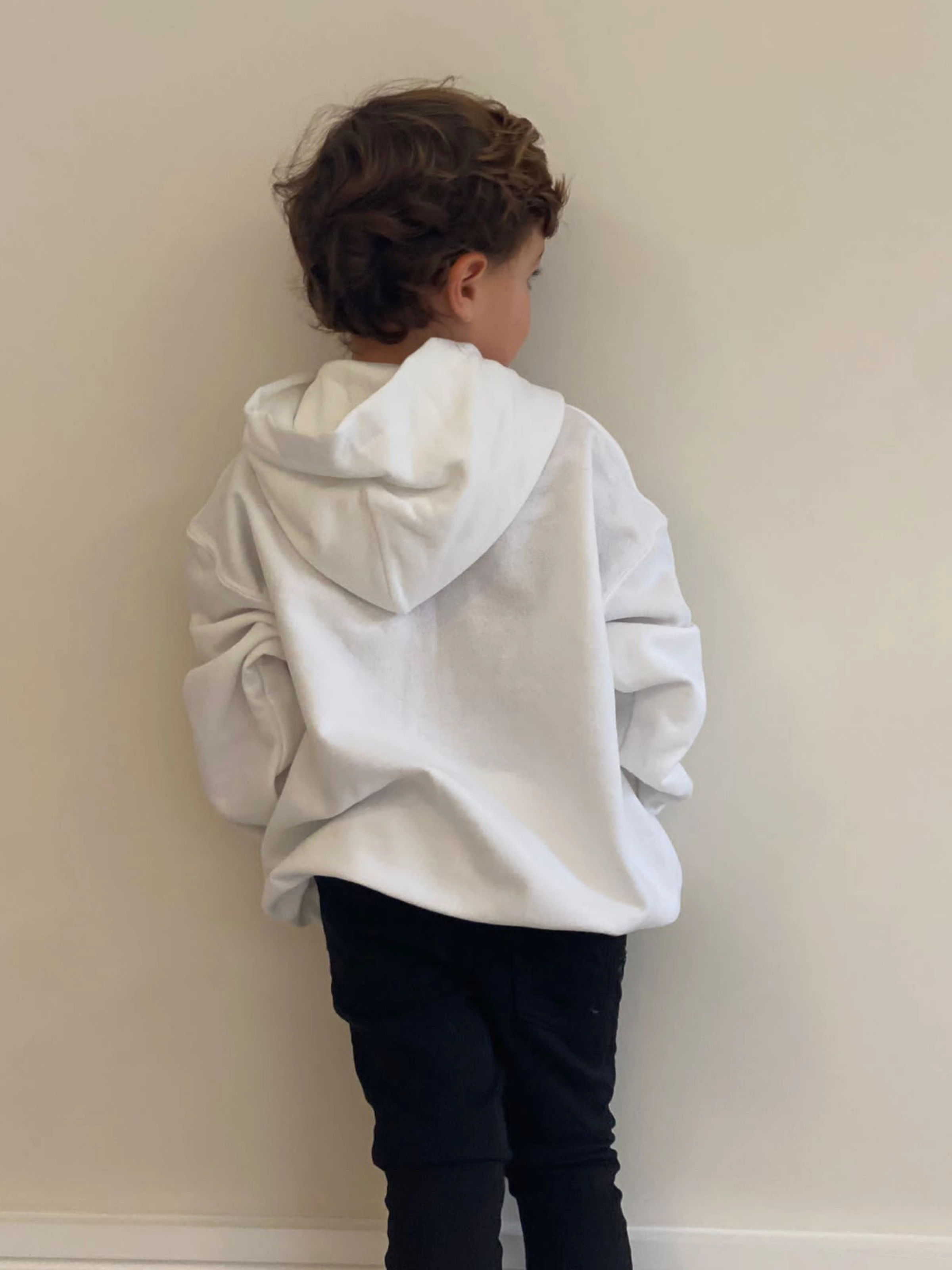 Toby Children's Unisex Multicoloured Text Personalised Hoodie / White Reinforced Stitching High Stretch Elastic