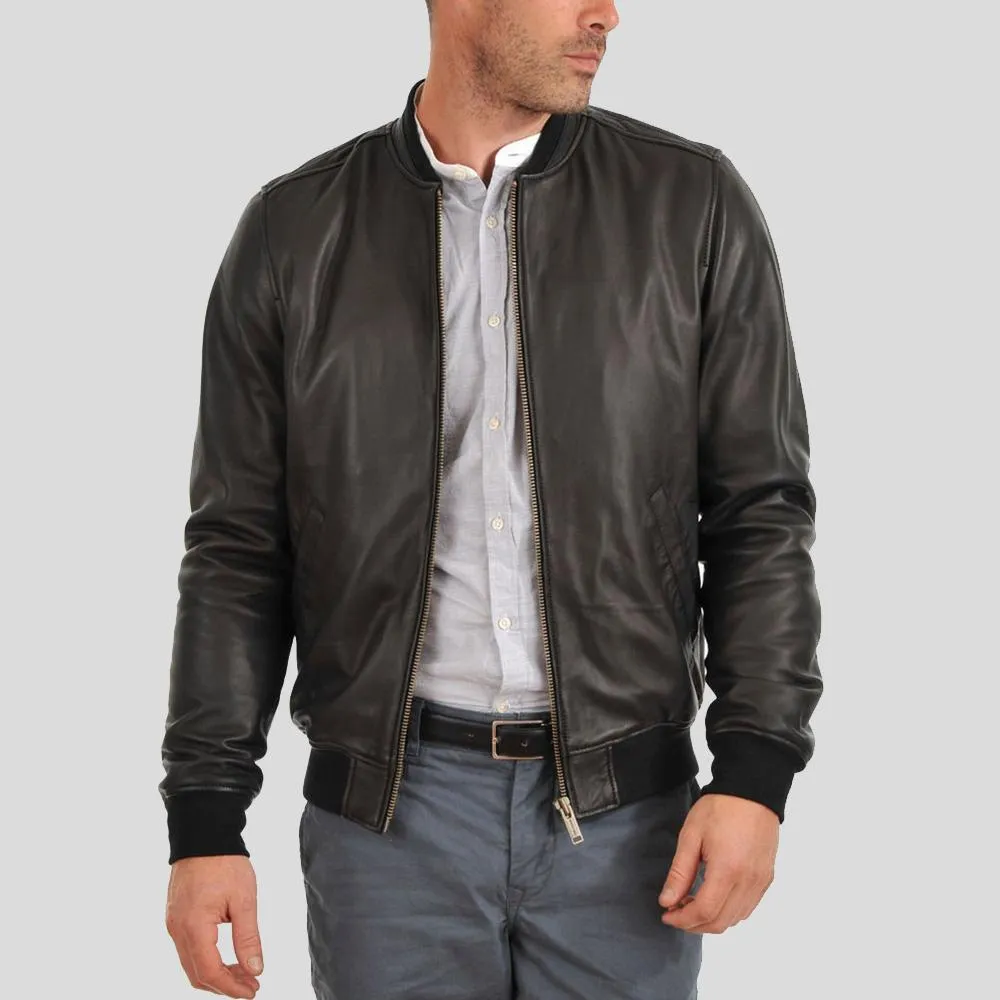 Tom Black Bomber Leather Jacket
