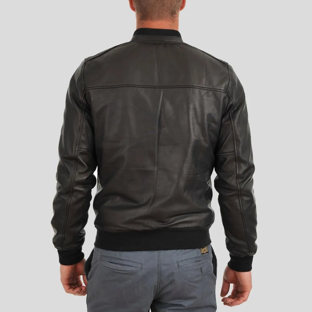 Tom Black Bomber Leather Jacket