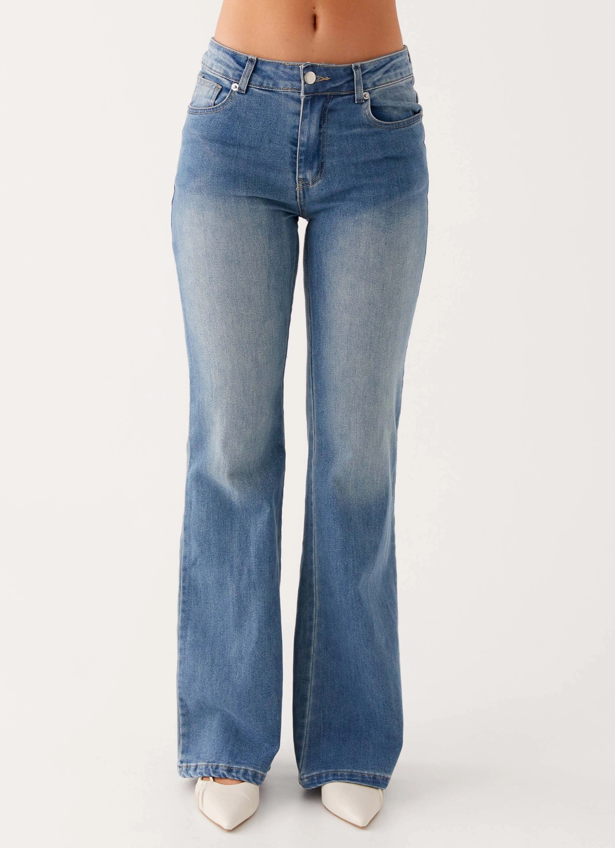 Tomi Bootleg Denim Jeans - Vintage Blue Universal Fit Design Everyday Eco Friendly Earthy