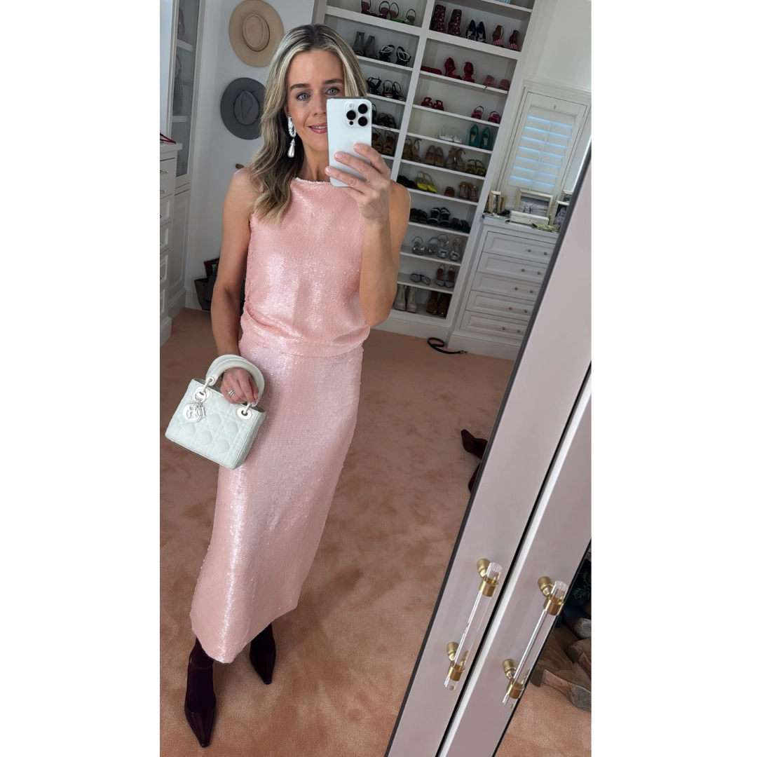 Tagless Neckline Design MASON by MASON'S DAUGHTER Katie Skirt, Blush Pink Sequins