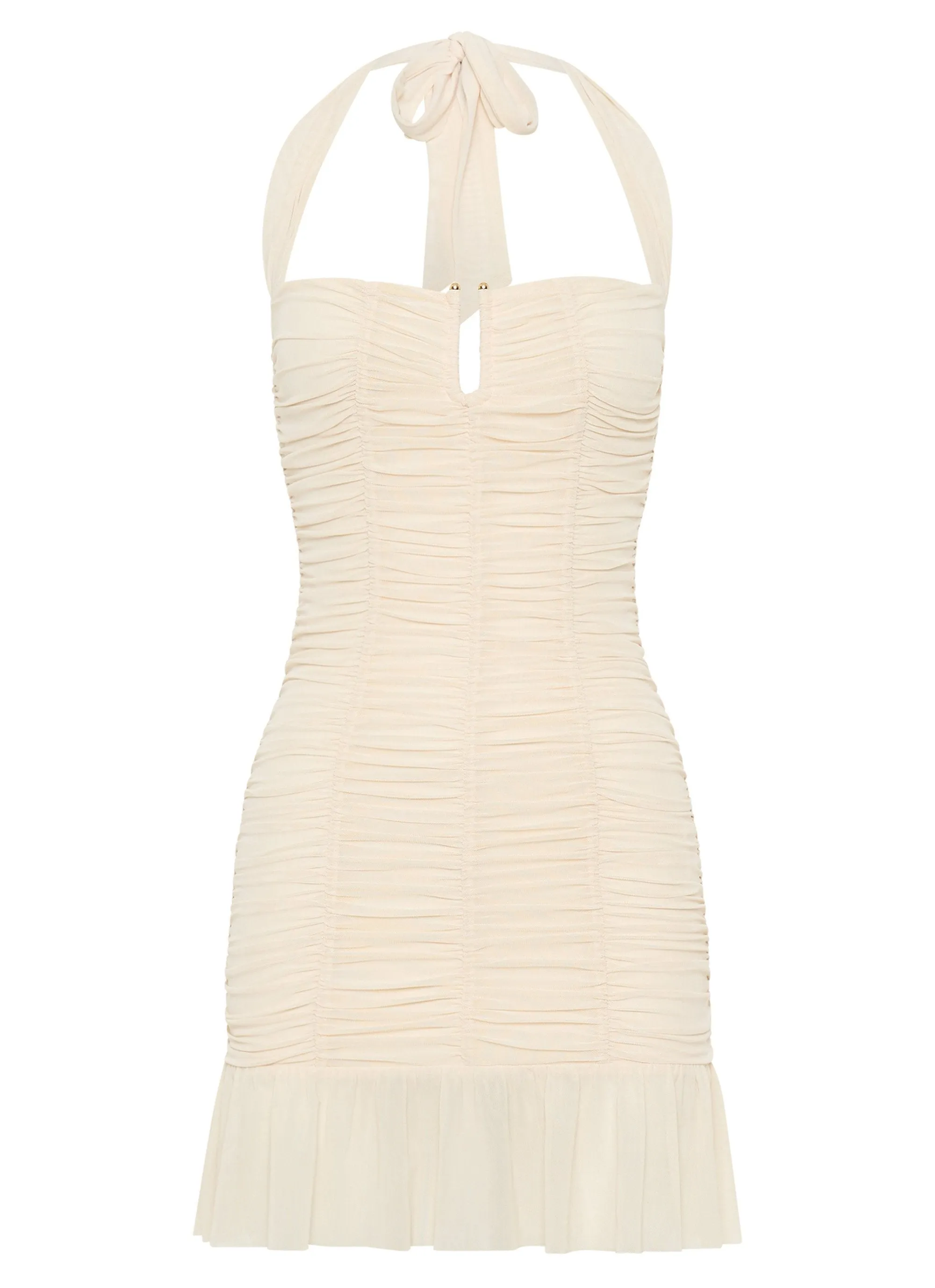 Smooth Texture Toni Halter Mini dress - Lemon