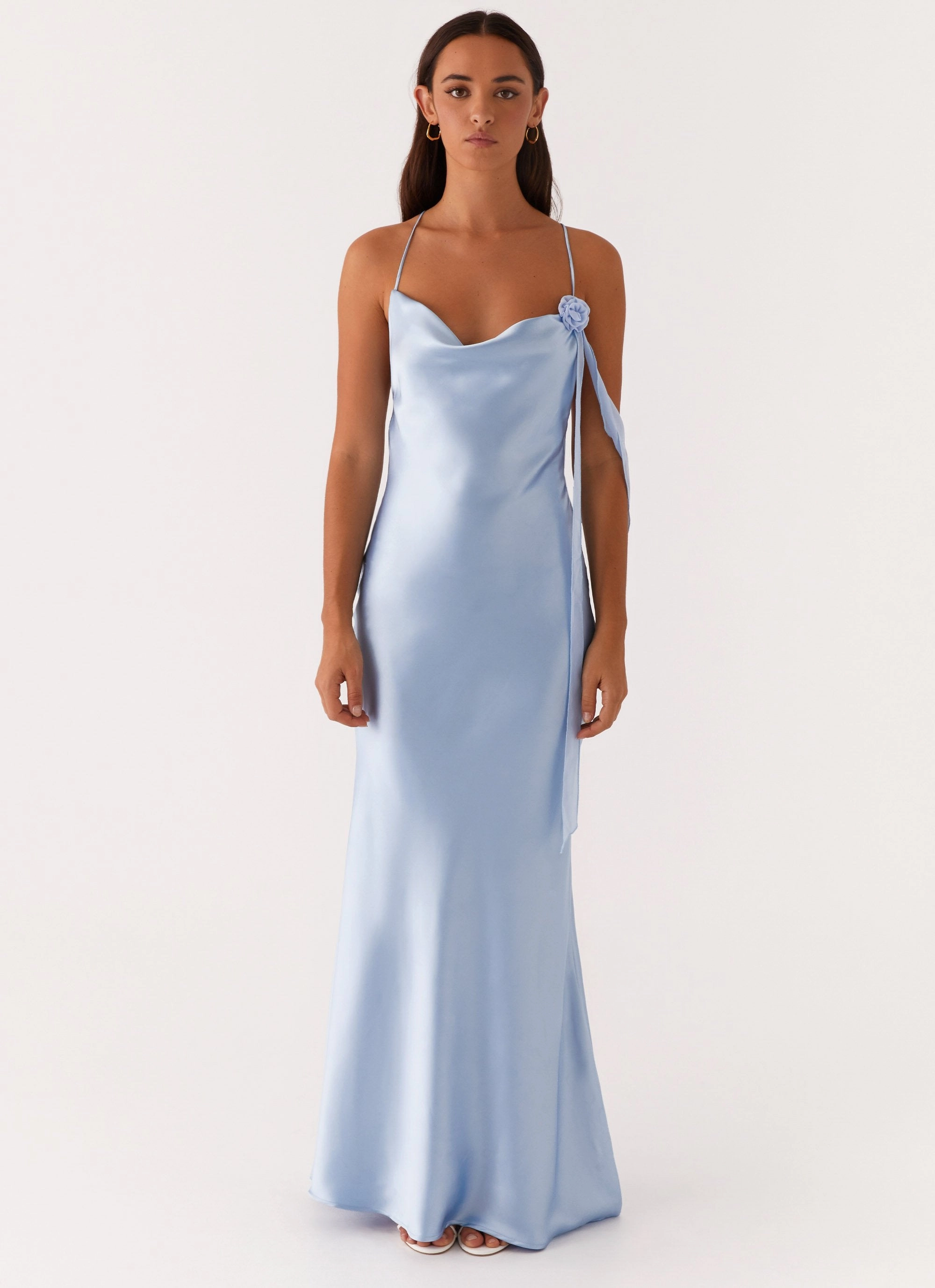 Light Appeal Too Sweet Satin Maxi Dress - Blue
