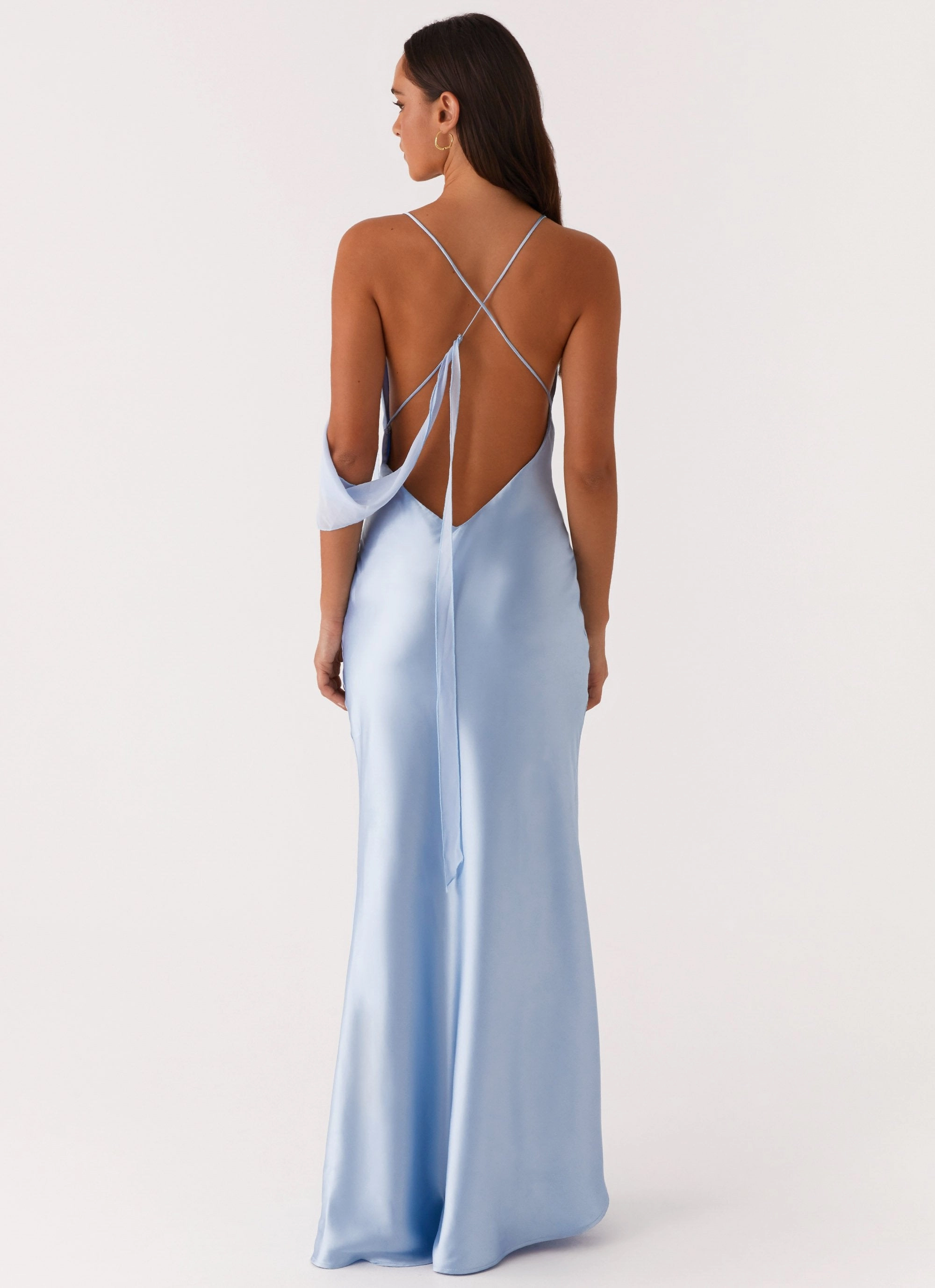 Basic Fashion Too Sweet Satin Maxi Dress - Blue