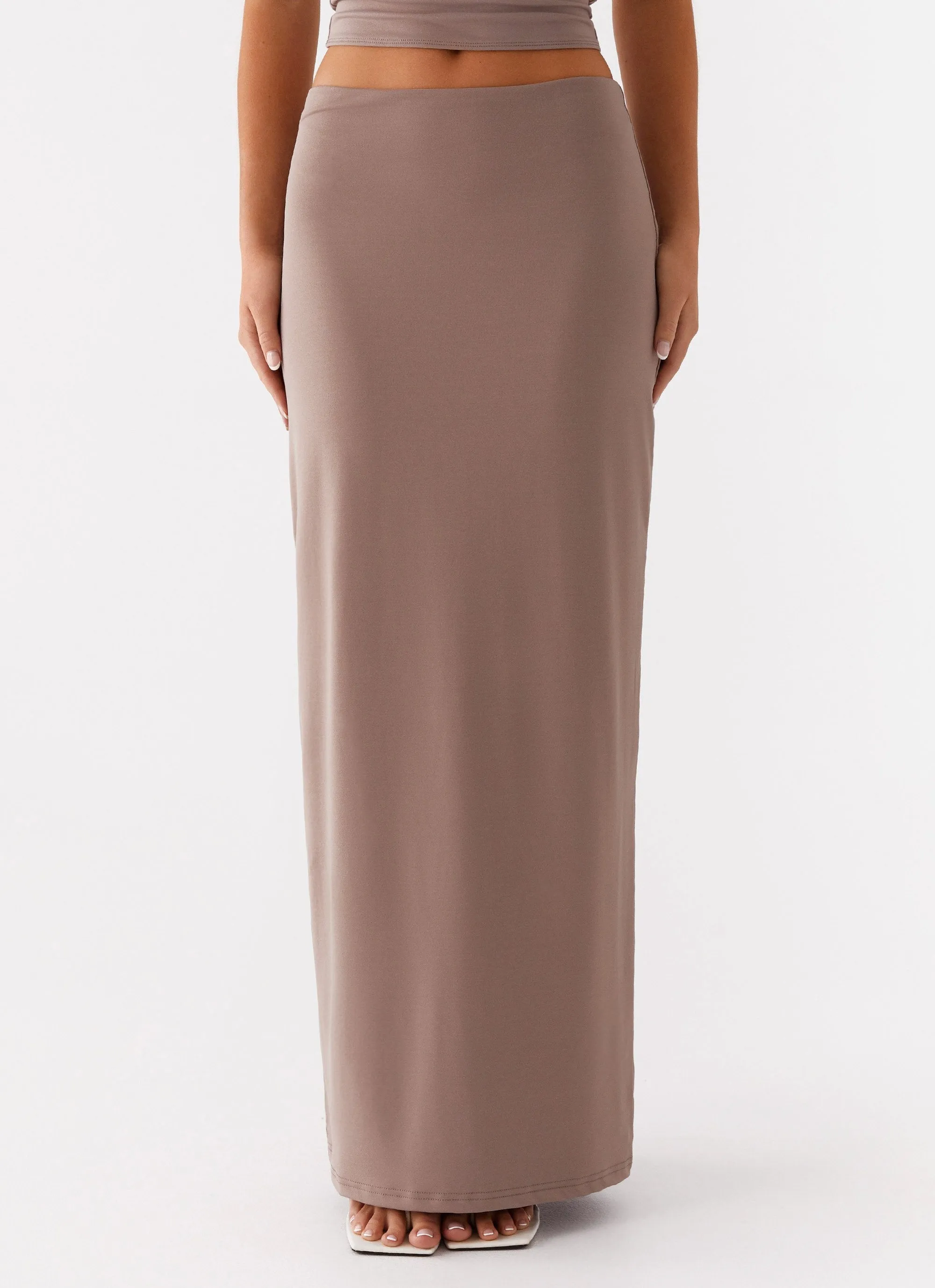 Solace Soul Maxi Skirt - Taupe Recycled Polyester