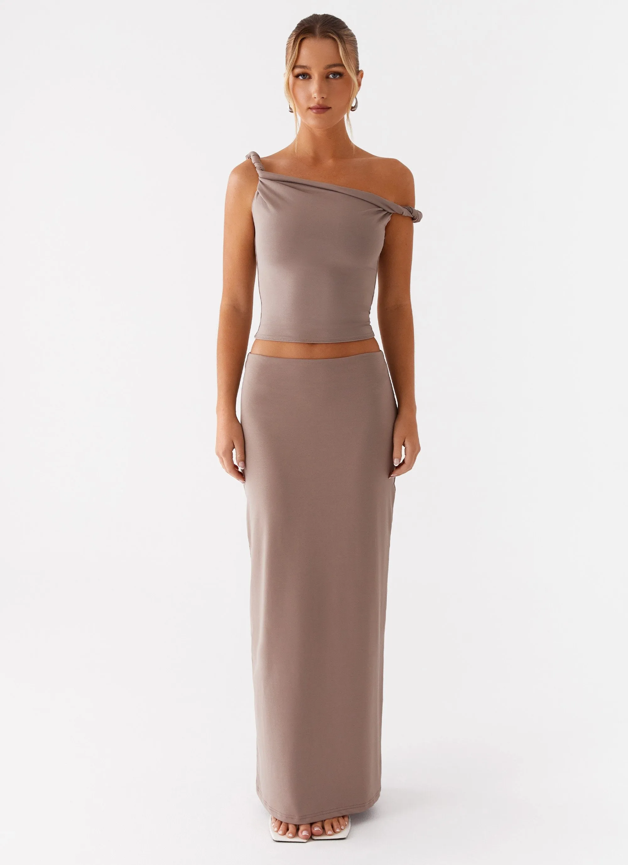 Solace Soul Maxi Skirt - Taupe Artisanal Craft Fresh Detail