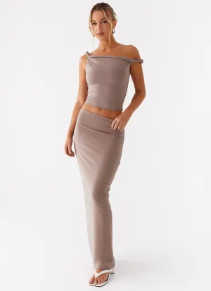 Low Impact Dye Adjustable Fastening Solace Soul Maxi Skirt - Taupe
