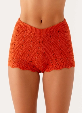 Wrinkle Free Fabric Oakley Low Rise Mini Shorts - Orange