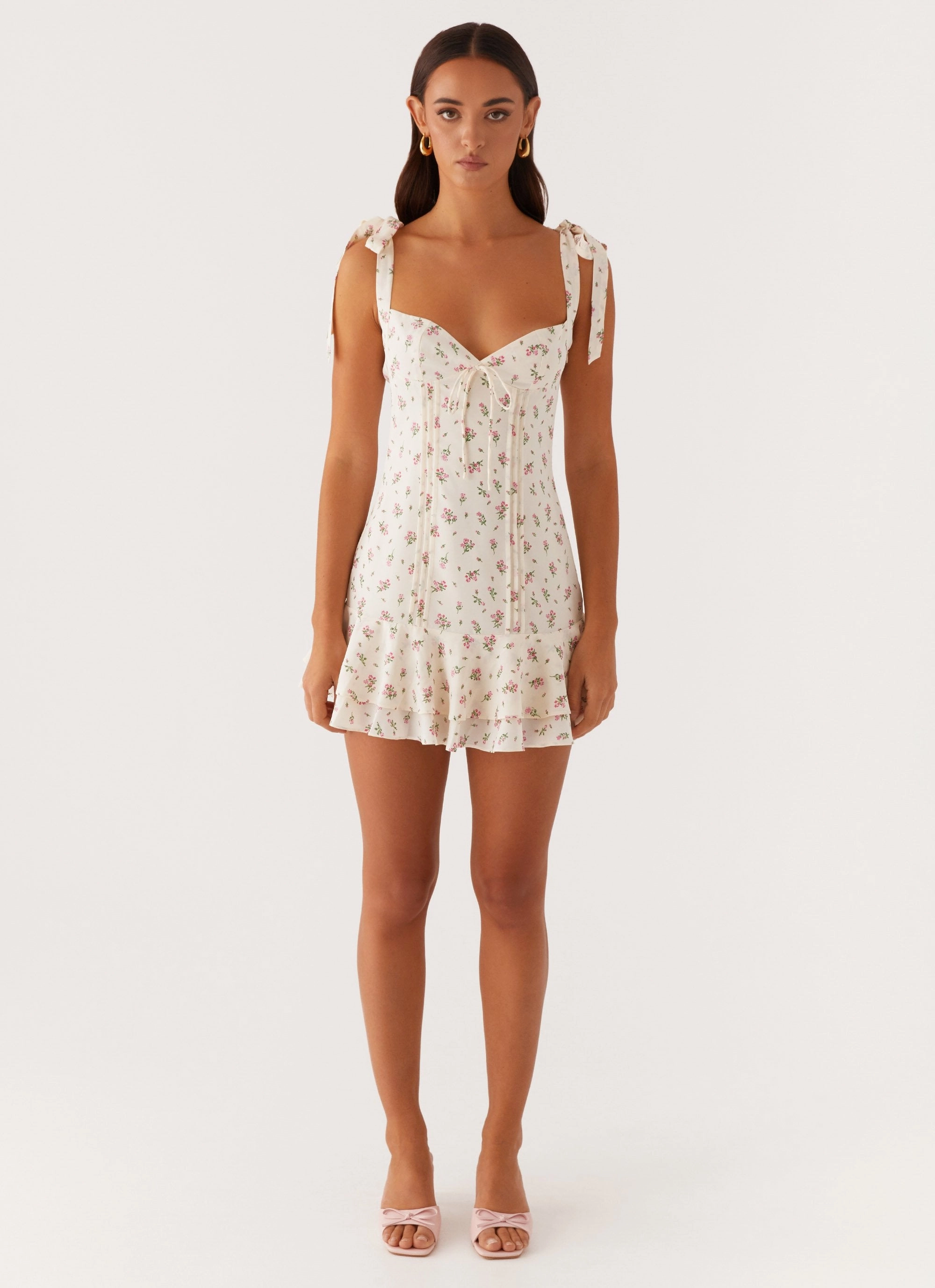Tova Mini Dress - White Flower Cool Movement Comfortable Wear
