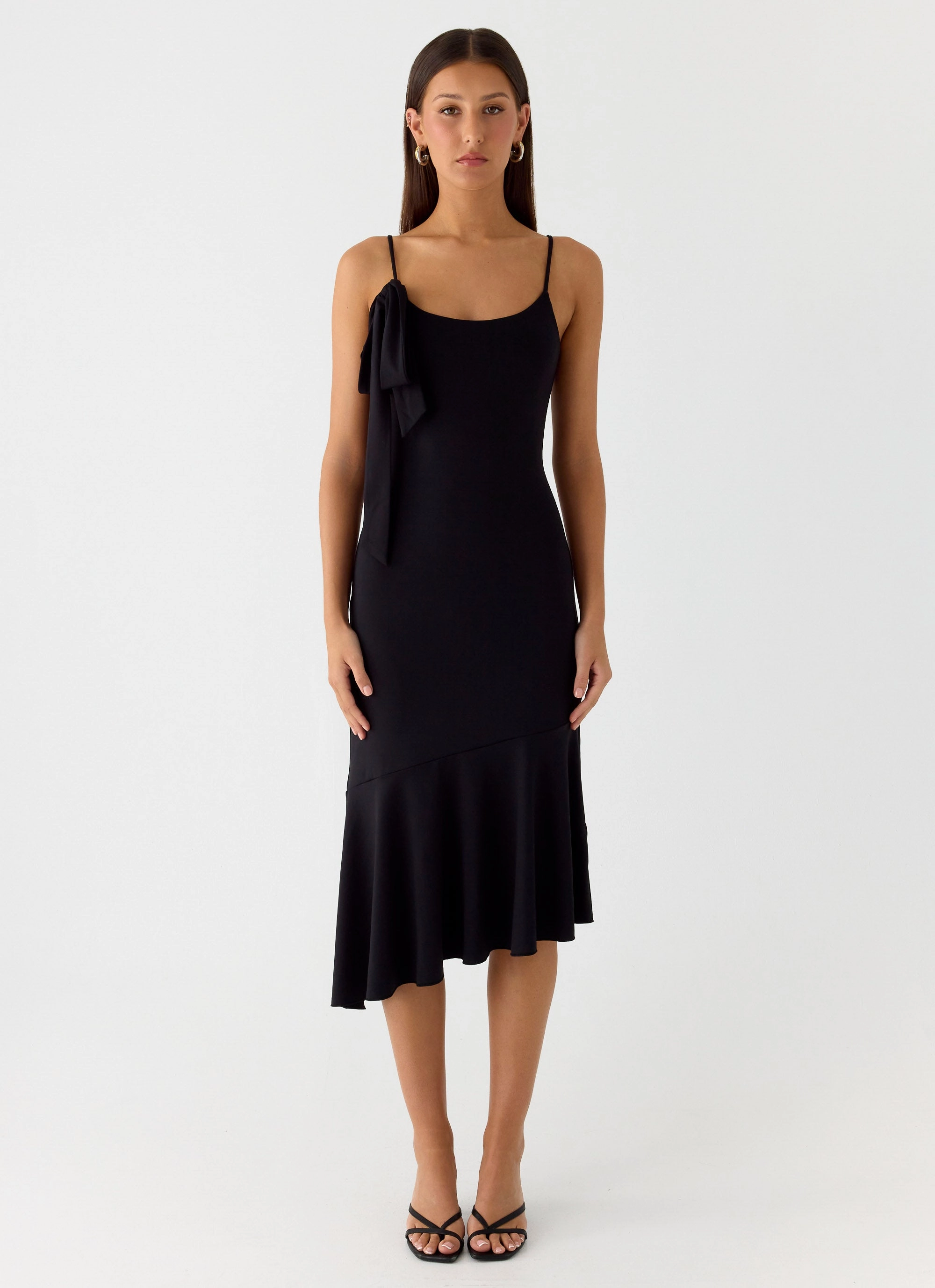 Tranquility Asymmetric Midi Dress - Black Work Fitwear Relaxed-fit maxi dress