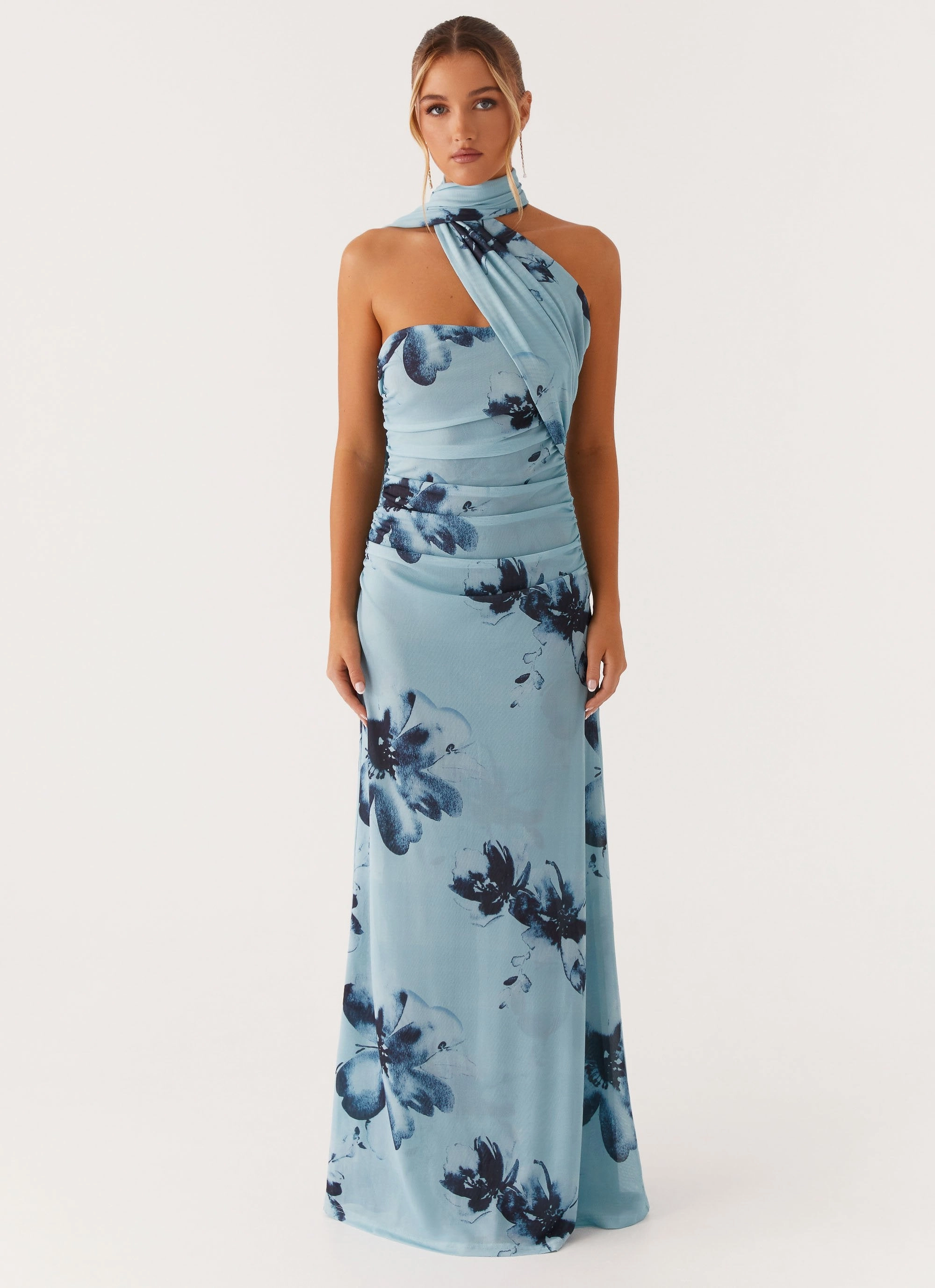 Songbird Maxi Dress - Blue Black Floral Warm Base Sleek Flex