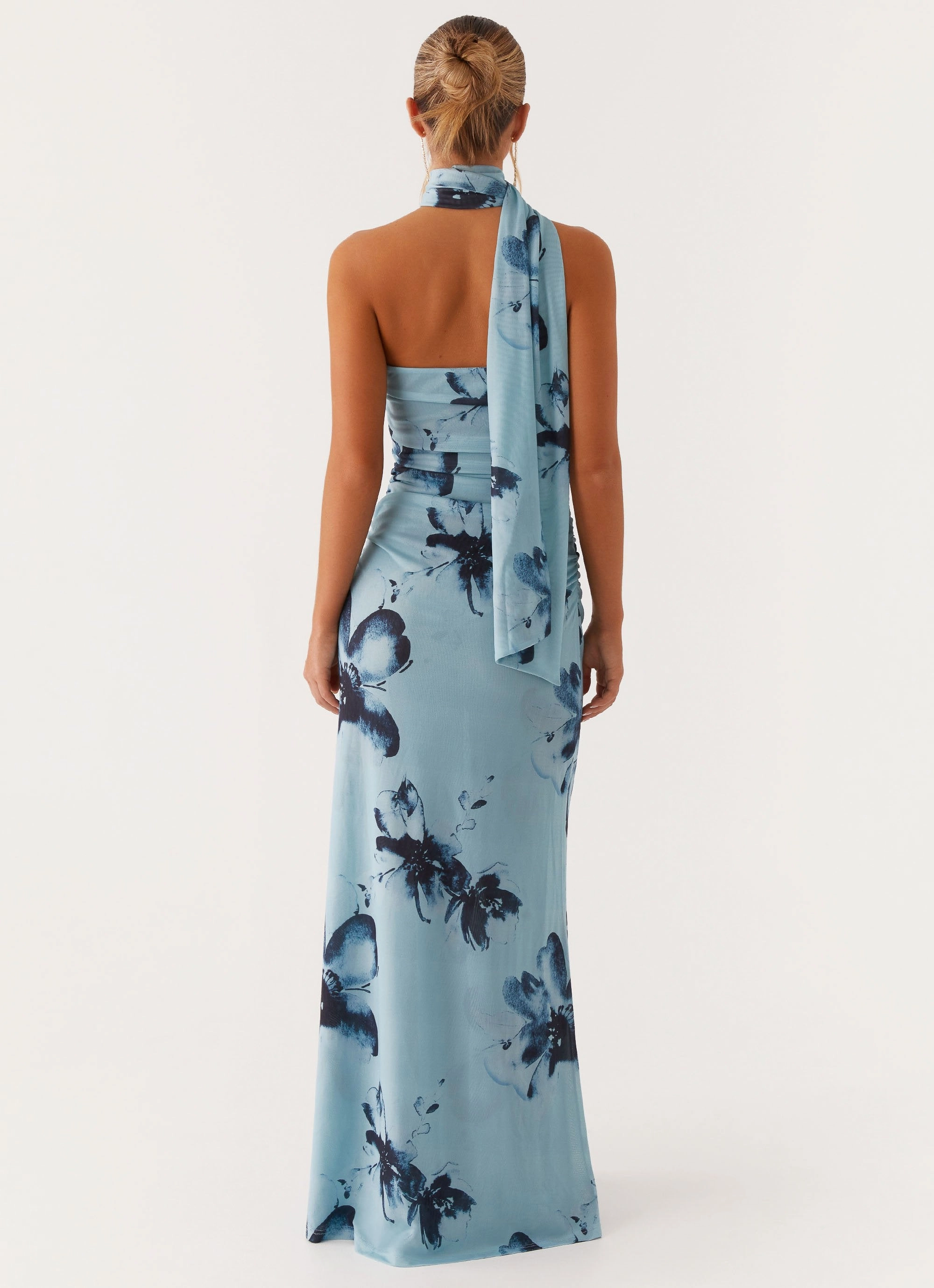 Dew Glow Songbird Maxi Dress - Blue Black Floral