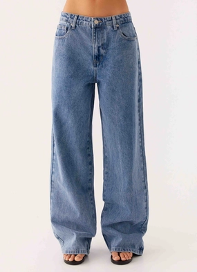 Modular Attachment Keanna Low Rise Denim Jeans - Blue Denim