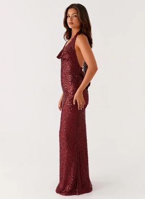 Treasured Sequin Maxi Dress - Fuchsia Grace Flow