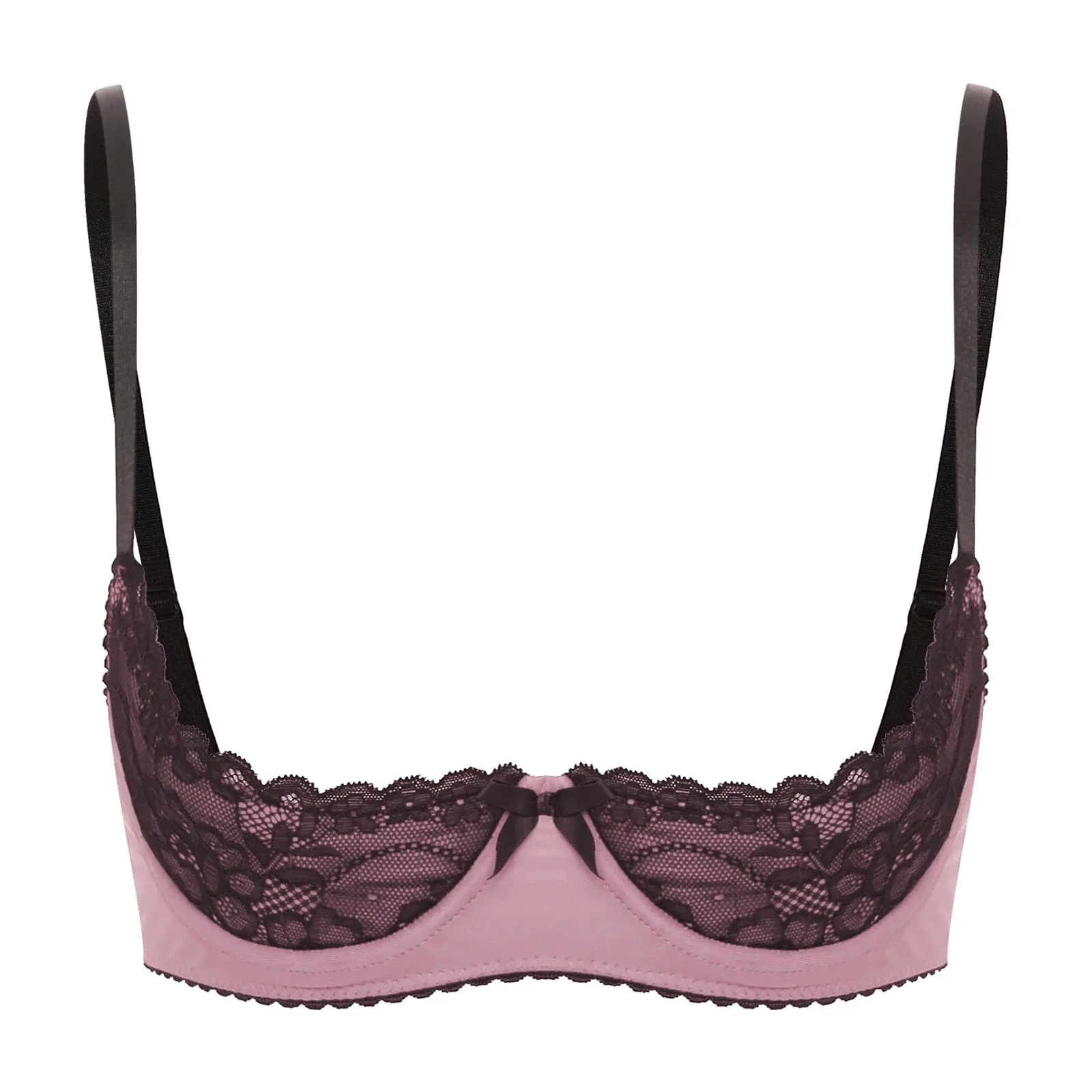 Trendy Adjustable Bow Lace Push Up Balconette Bra