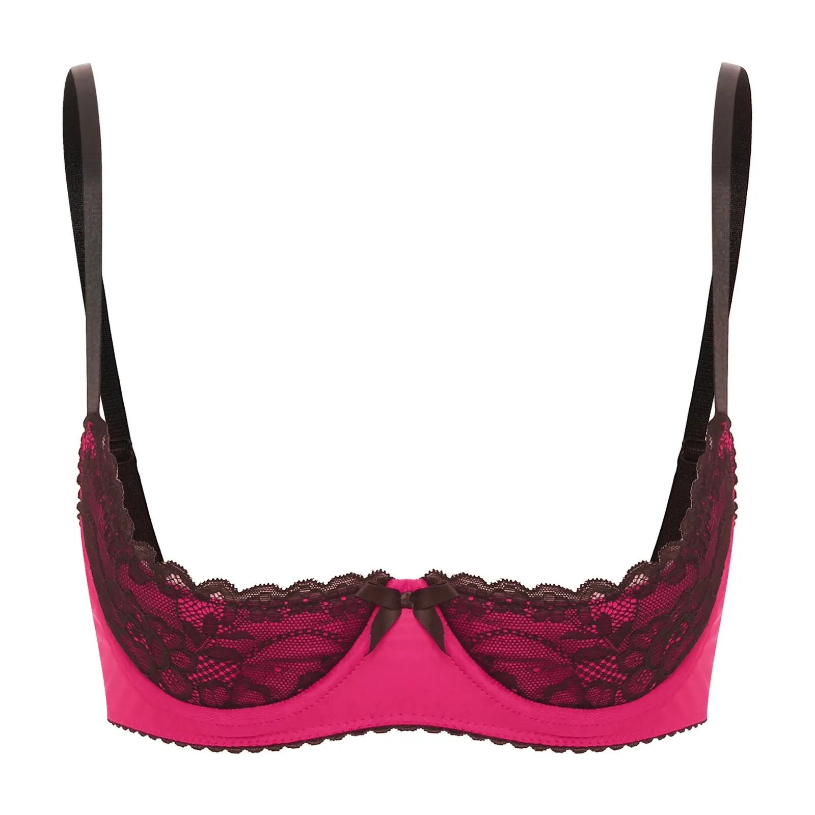Trendy Adjustable Bow Lace Push Up Balconette Bra