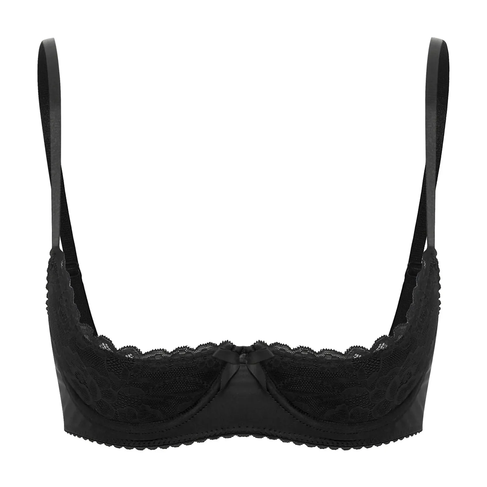 Trendy Adjustable Bow Lace Push Up Balconette Bra