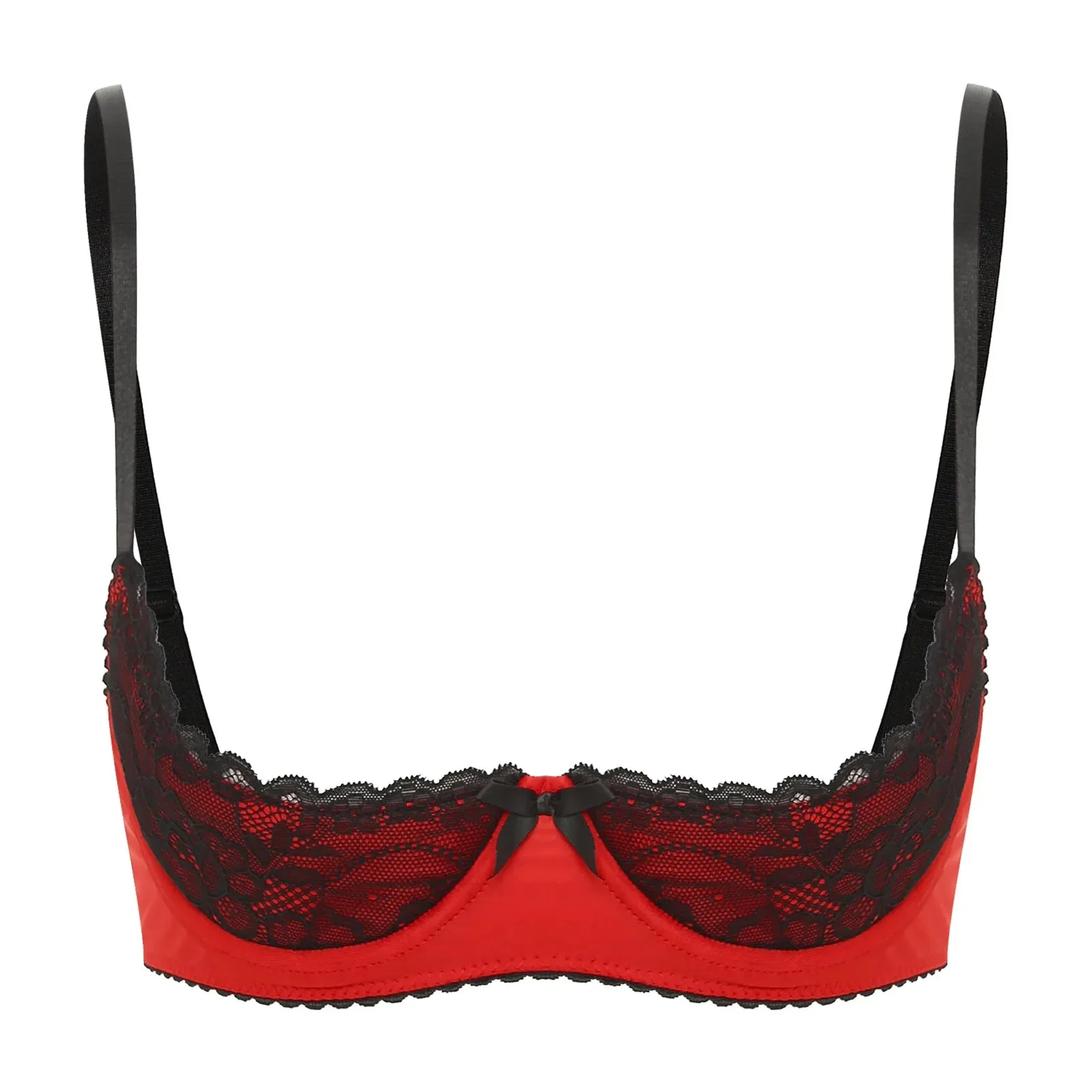 Trendy Adjustable Bow Lace Push Up Balconette Bra