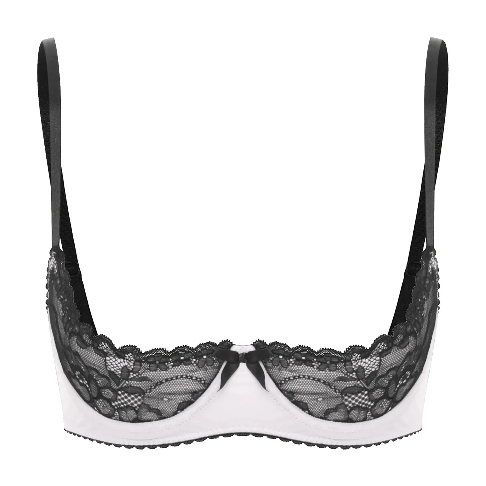Trendy Adjustable Bow Lace Push Up Balconette Bra