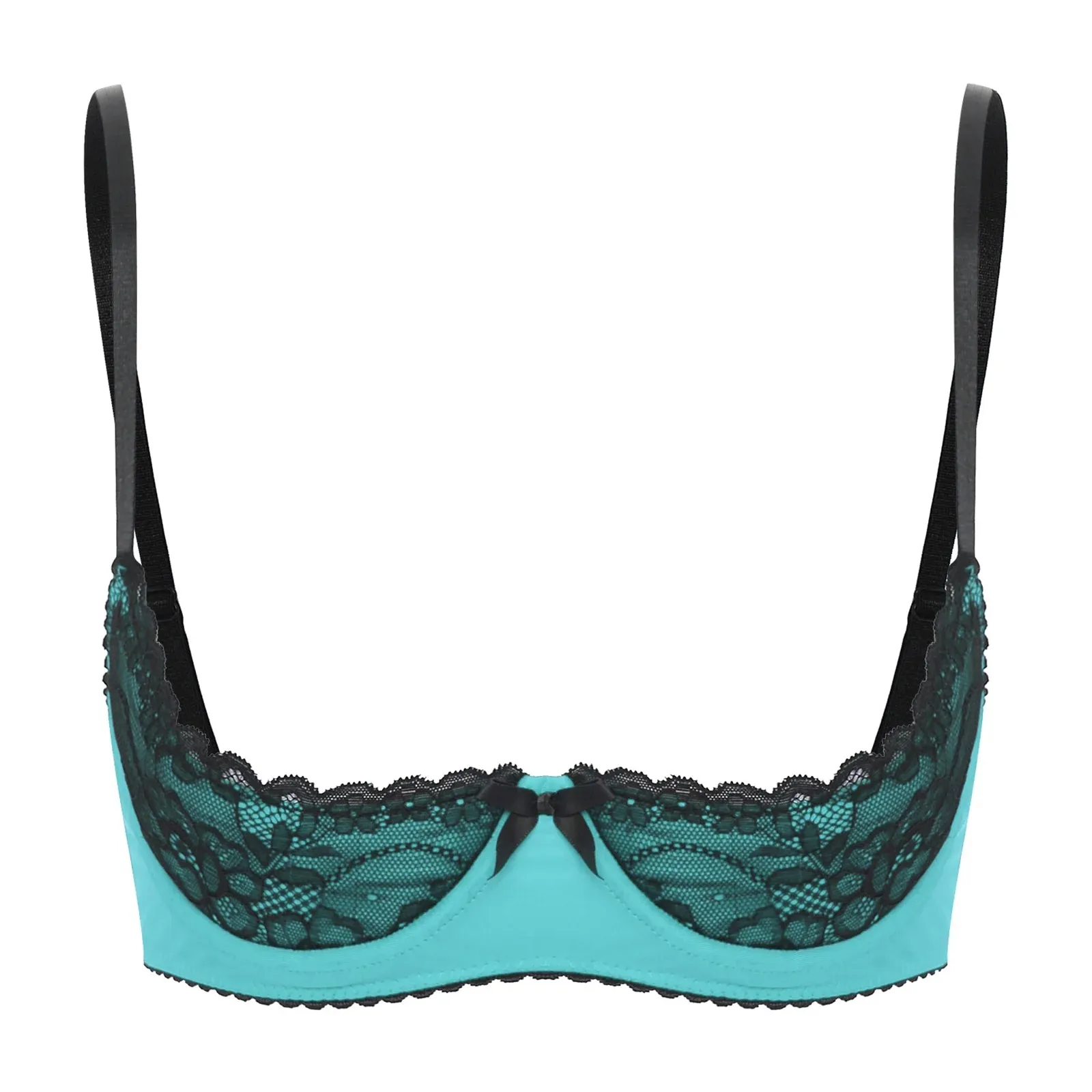 Trendy Adjustable Bow Lace Push Up Balconette Bra