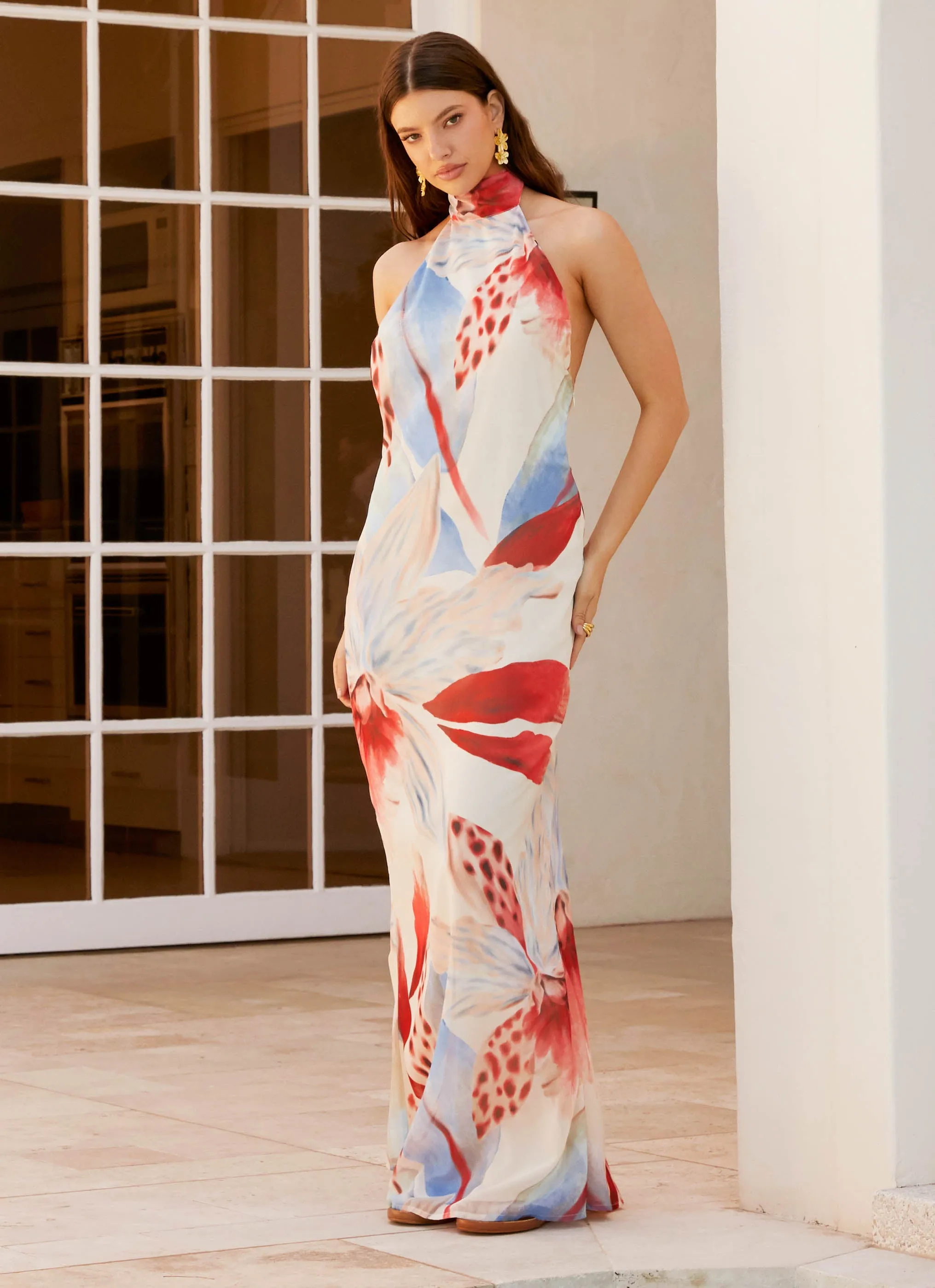 Winter Layering California Maxi Dress - Deep Sea Bloom
