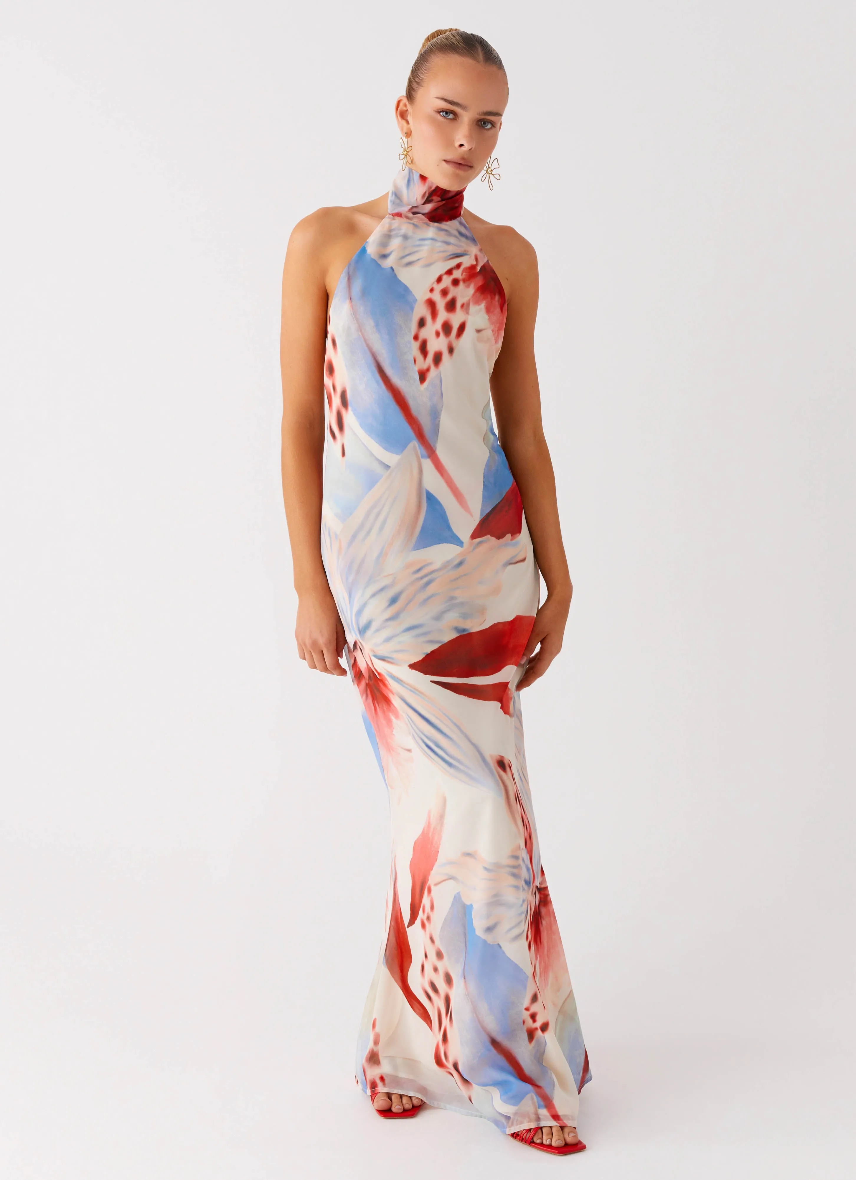 Multi Layer Stitching California Maxi Dress - Deep Sea Bloom