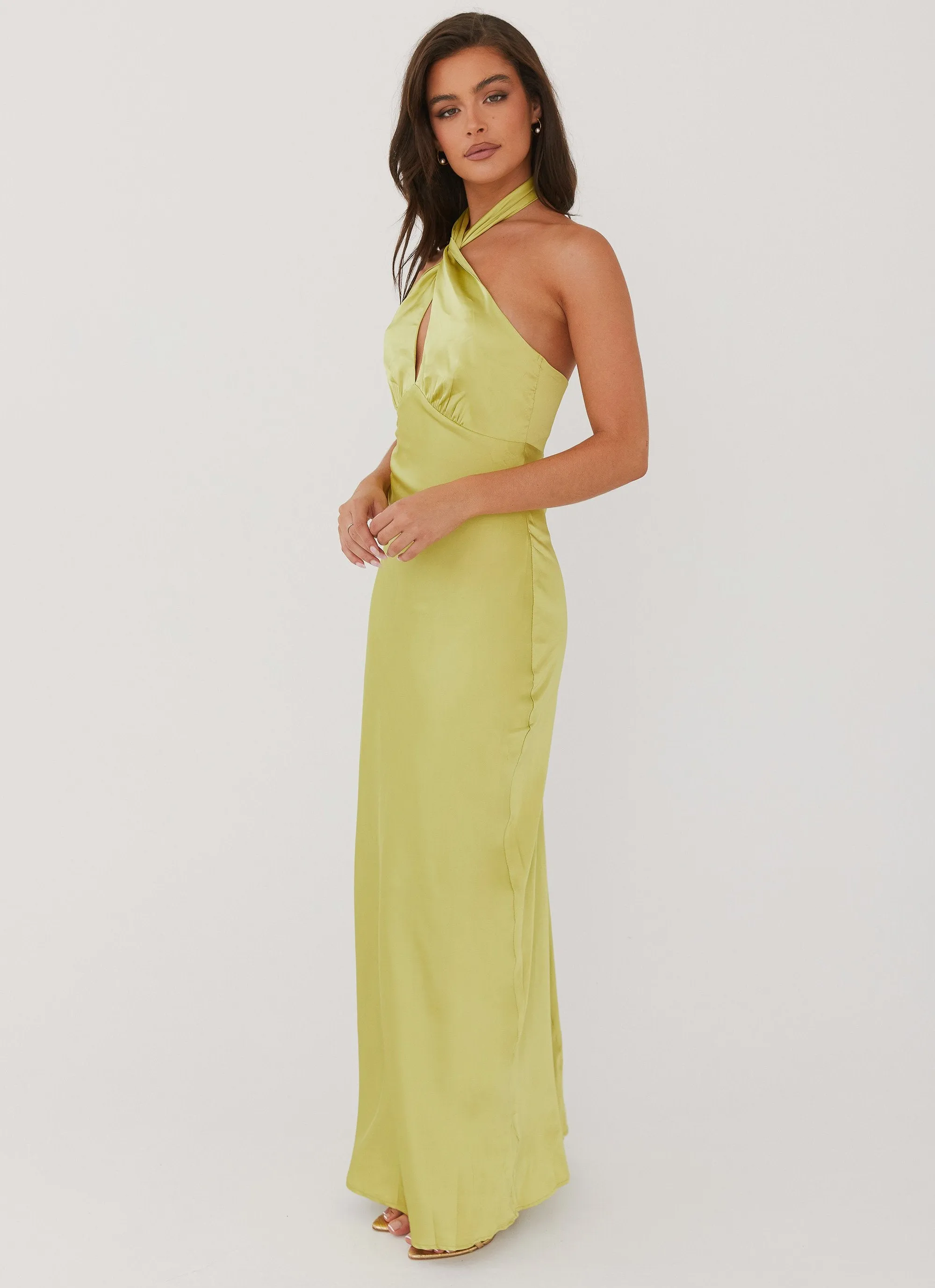 Elowen Maxi Dress - Chartreuse Urban Style Unstructured Shoulder
