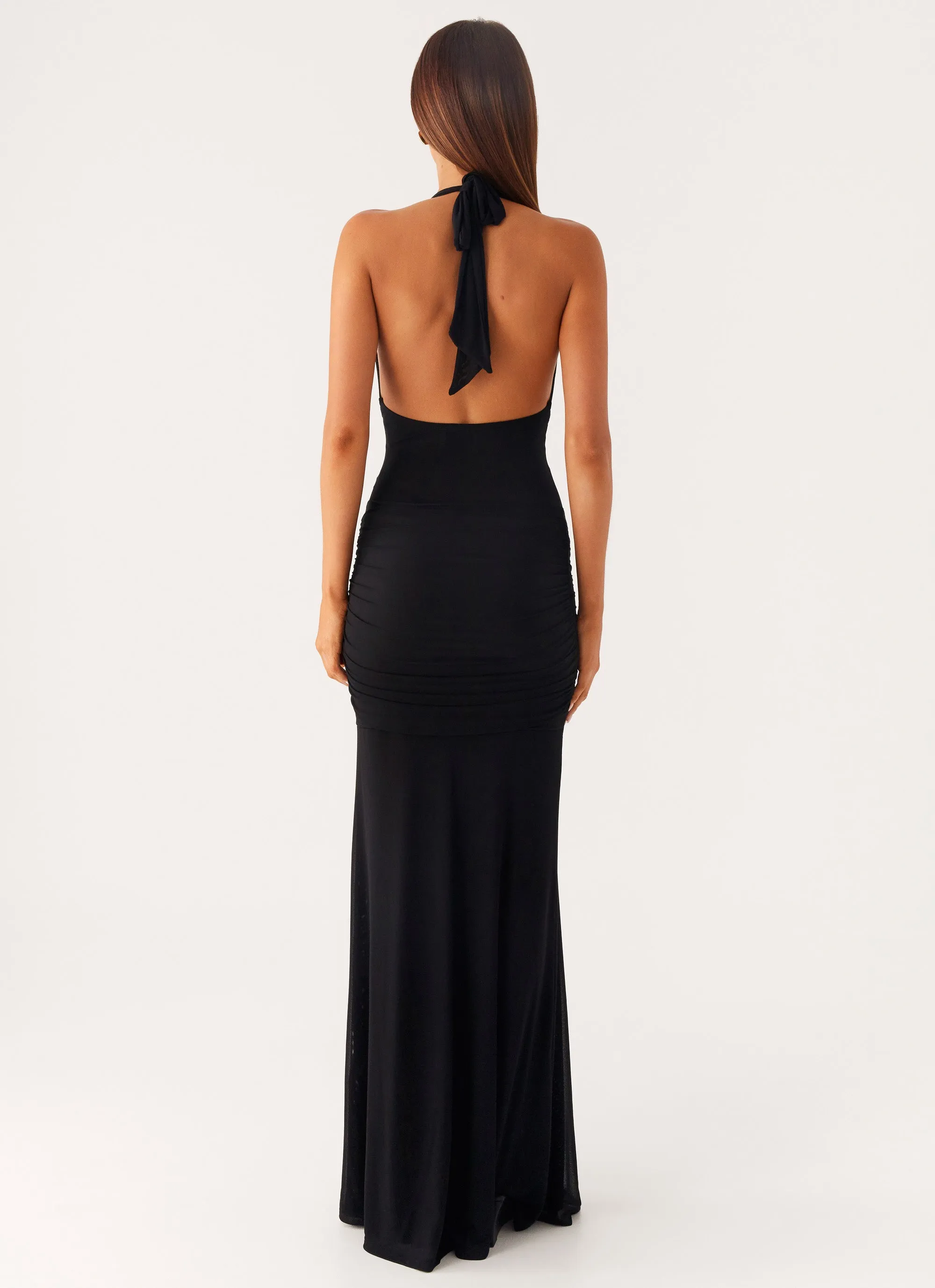 Miyah Halter Hardware Maxi Dress - Black Easy Care Material