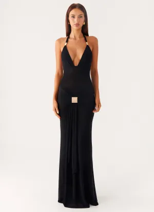 Miyah Halter Hardware Maxi Dress - Black Budget Friendly