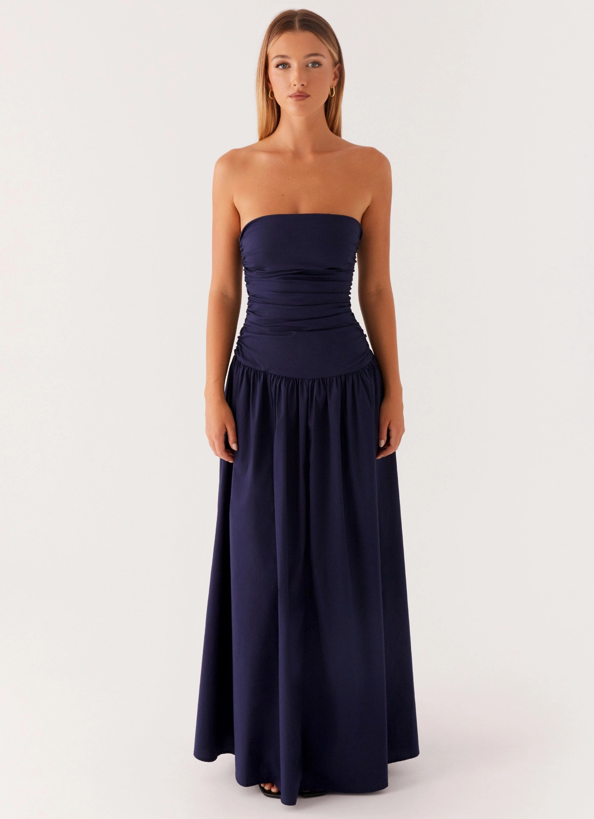 Carmel Maxi Dress - Navy Satin Soft