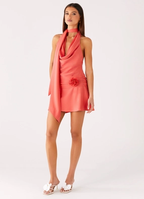 Vintage Style Kenzie Mini Dress - Coral